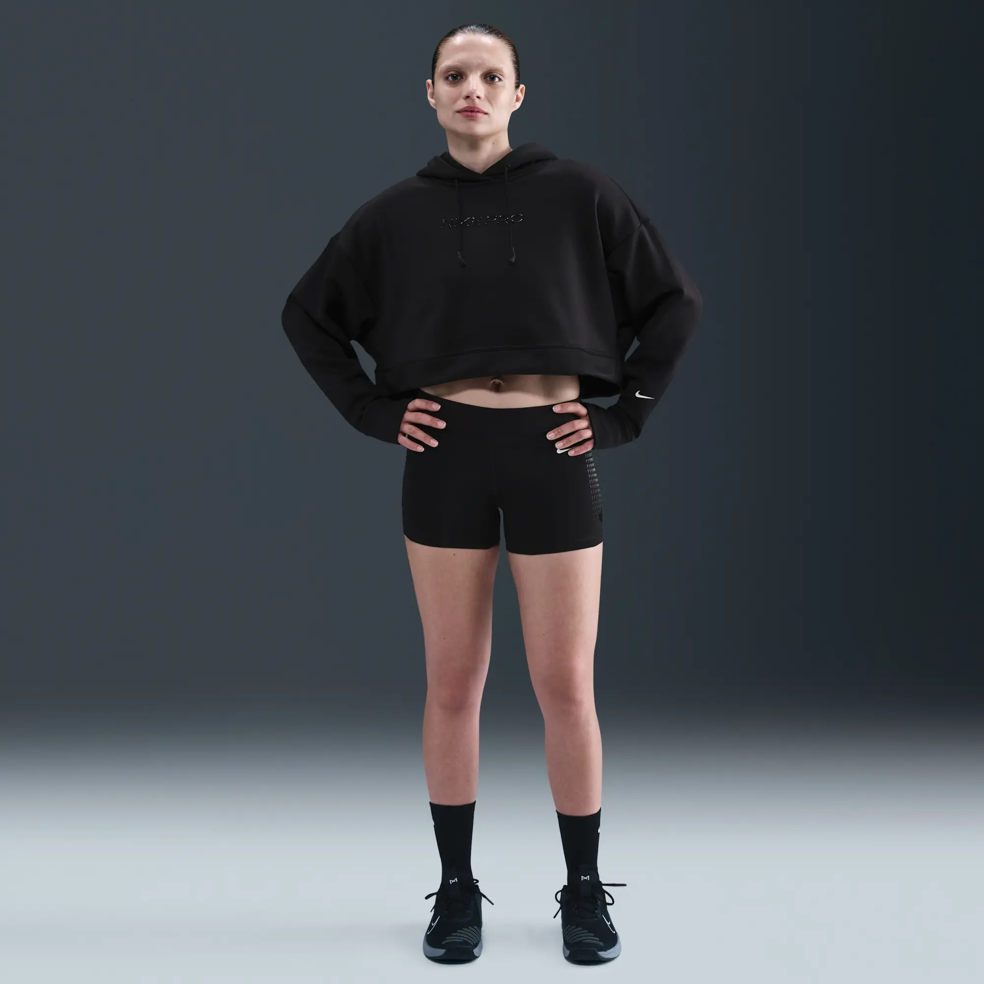Nike Pro Women's Therma-FIT Fleece Hoodie - Black - Sustainable Materials