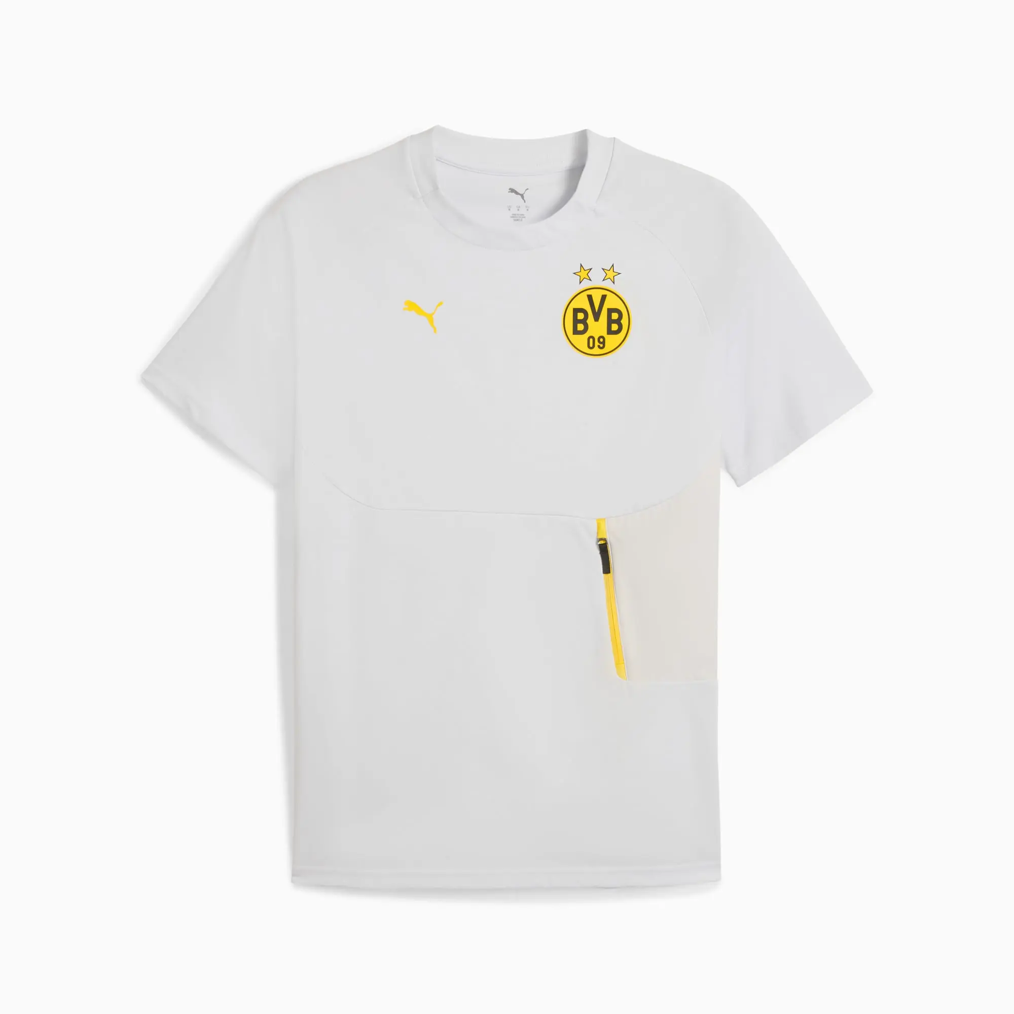 Borussia Dortmund PUMAtech Pocket T-Shirt Men, Silver Mist/Faster Yellow, size 3XL