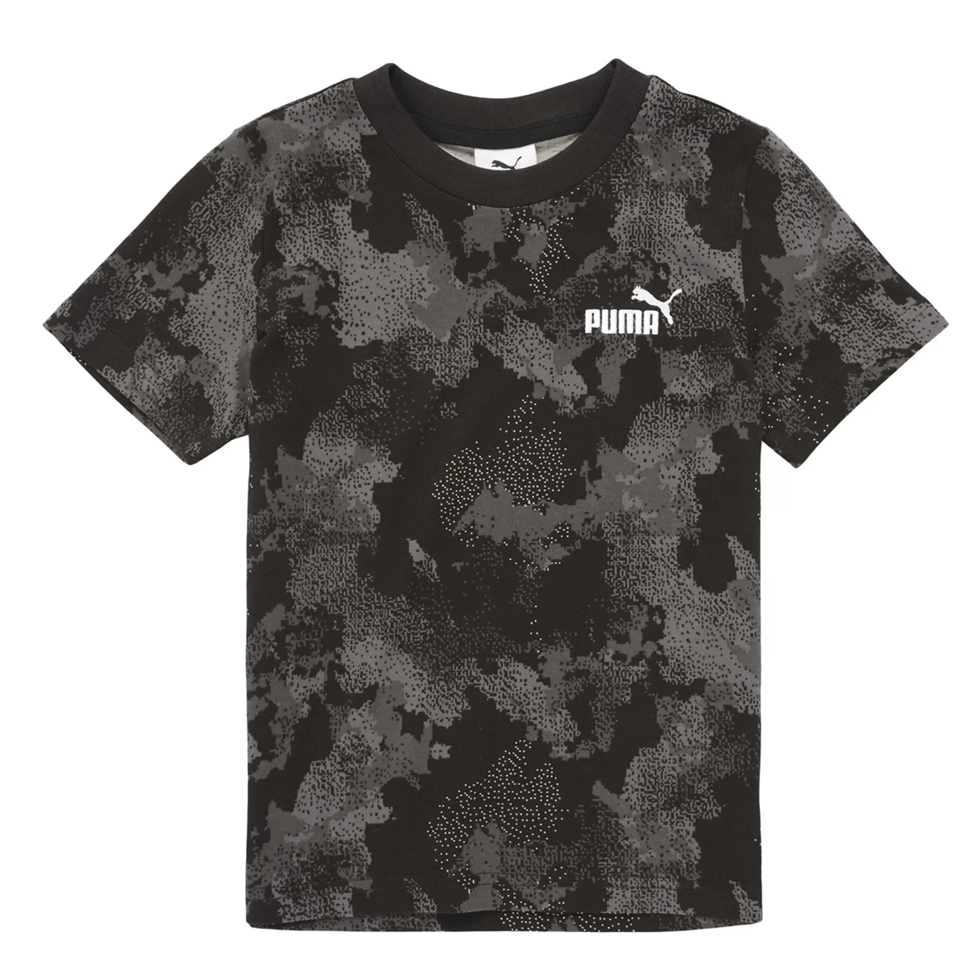 PUMA Essentials Camo All-Over Print T-Shirt Youth, Black