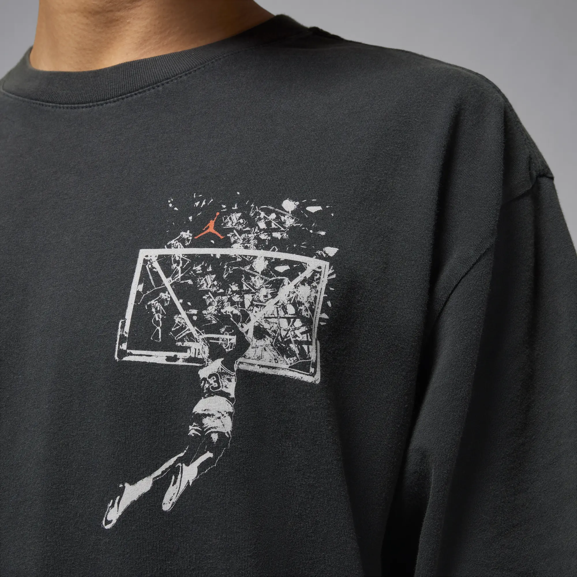 Nike Jordan Brooklyn Men's Oversized Graphic T-Shirt - Black - Cotton