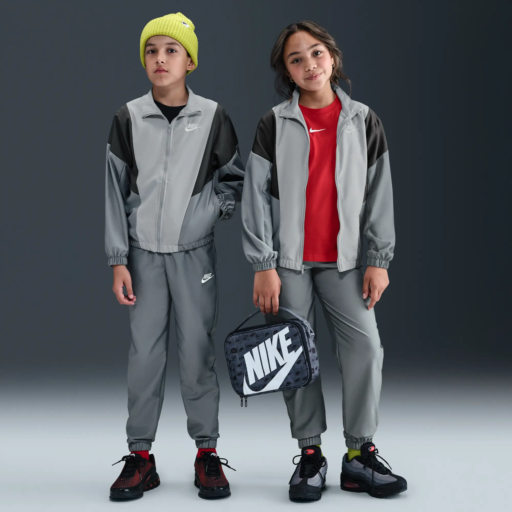 Nike Sportswear Older Kids' Woven Tracksuit - Grey - Polyester