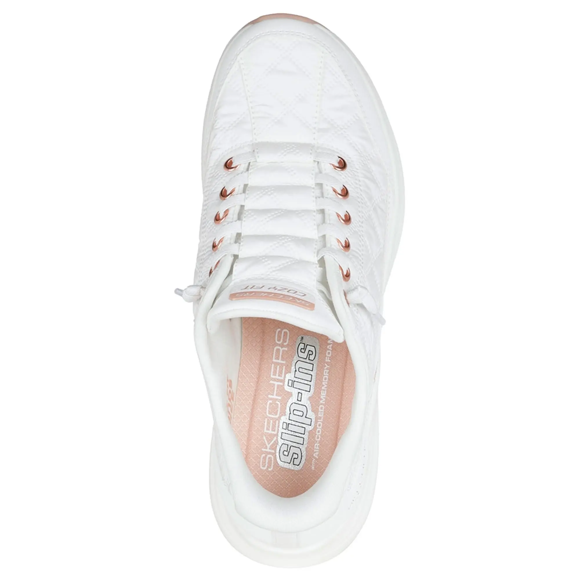 Skechers Women's Slip-ins: Contour Foam - Cosy Fit Golden Hour Sneaker in White/Rose Gold