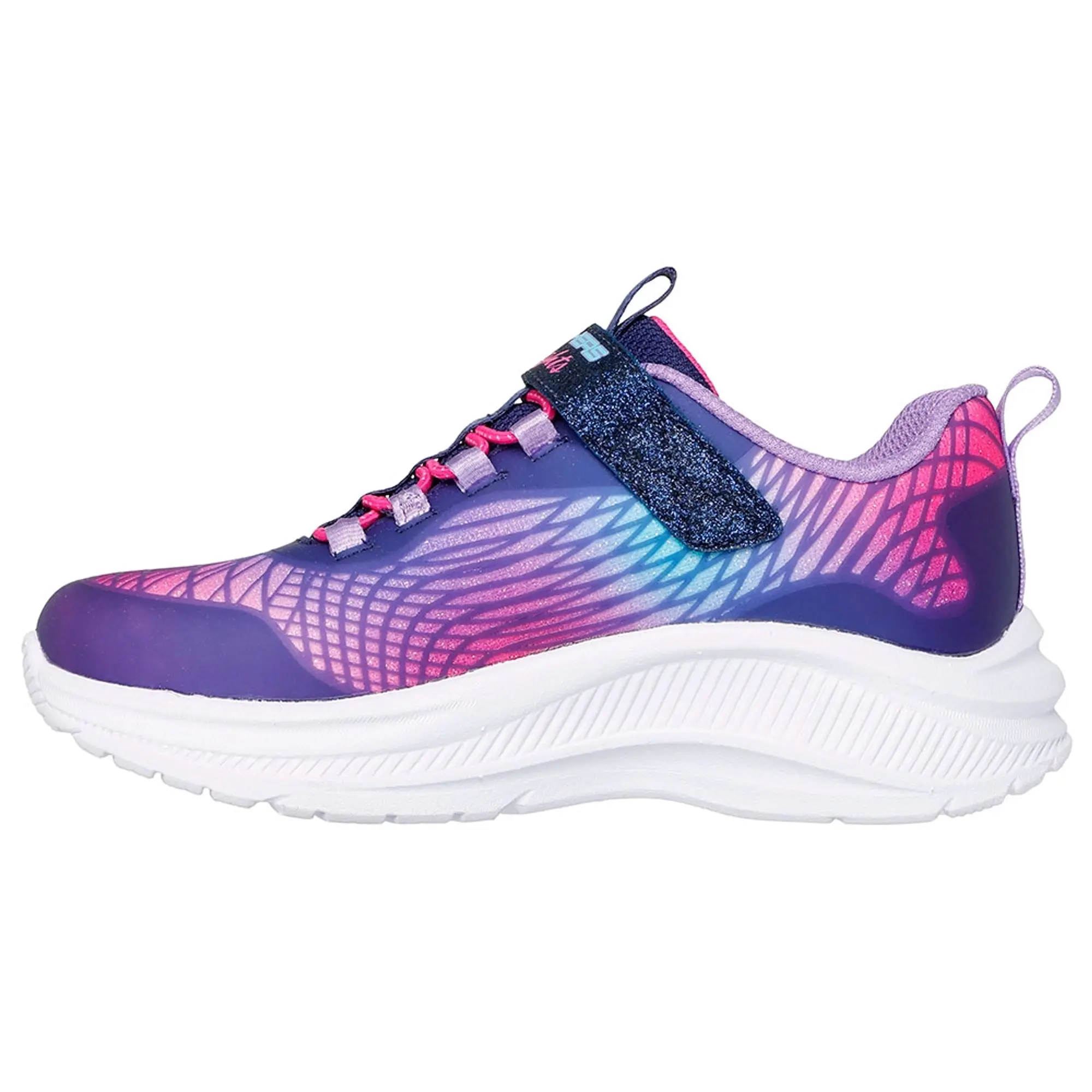 Skechers Girls S-Lights: Rainbow Cruisers - Rainbow Reflectin Sneaker in Navy Blue