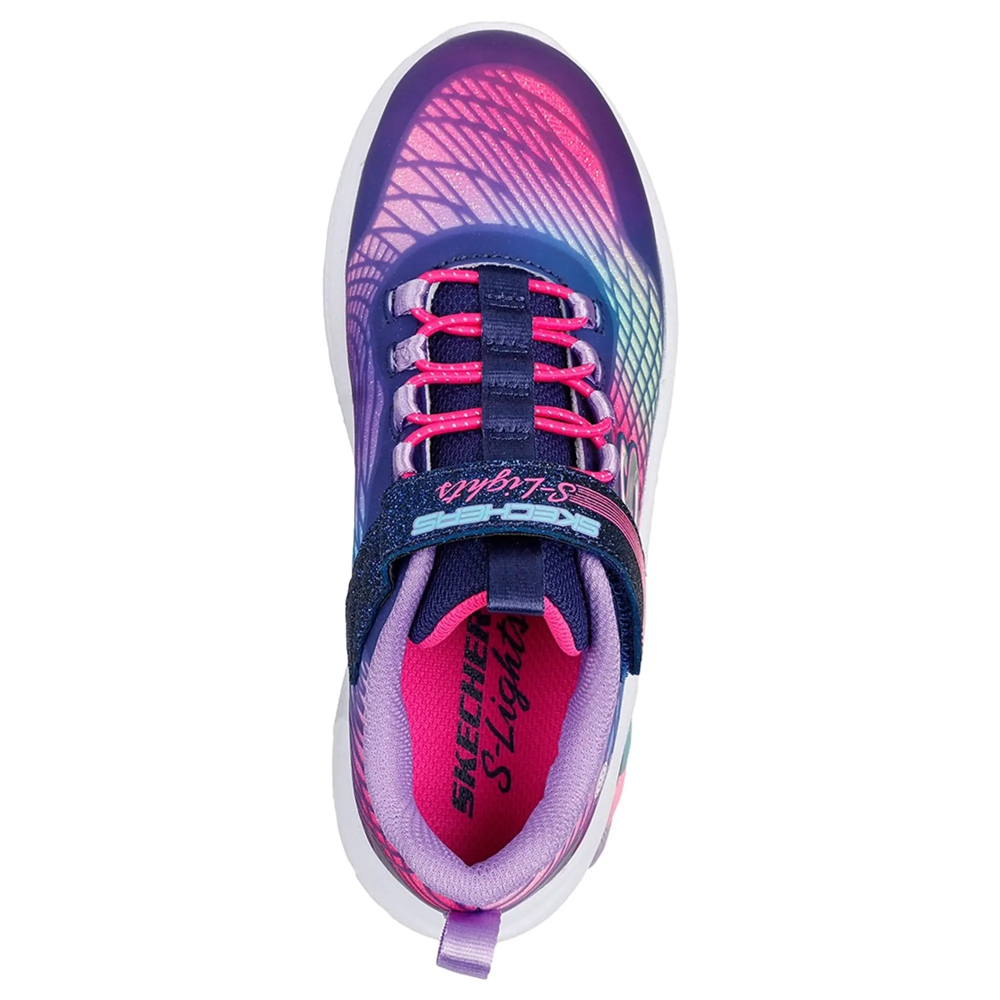 Skechers Girls S-Lights: Rainbow Cruisers - Rainbow Reflectin Sneaker in Navy Blue
