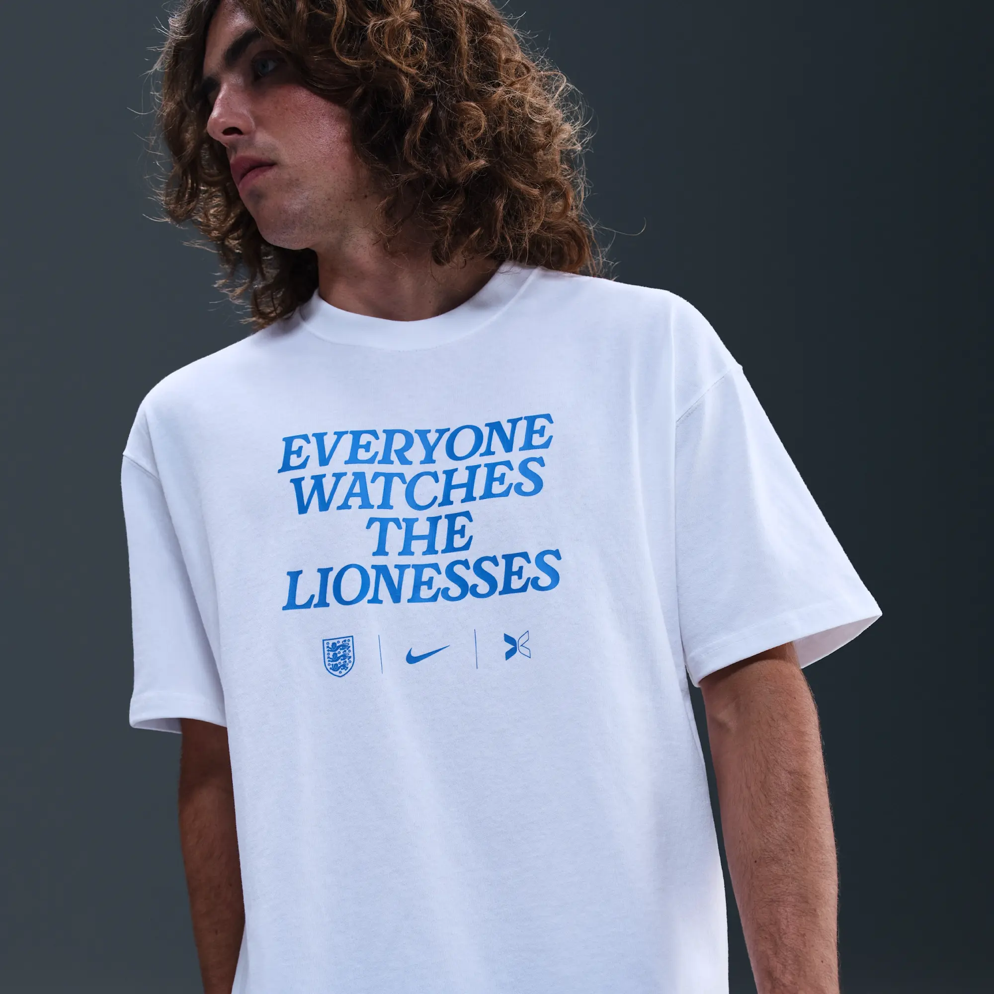 Everyone Watches Women's Sports™ 'England' Nike by TOGETHXR Football T-Shirt - White - Cotton