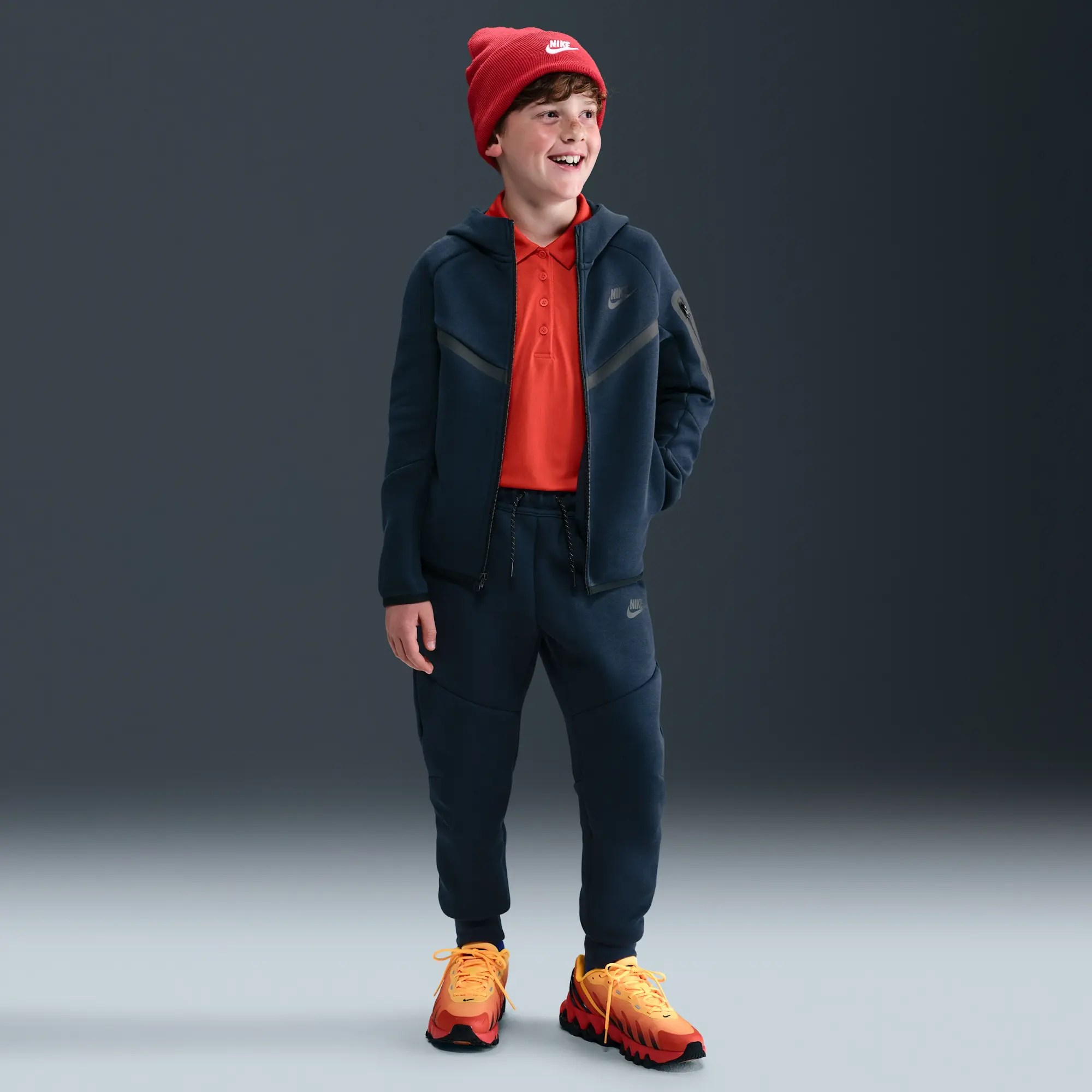 Nike Sportswear Tech Fleece Older Kids' Full-Zip Hoodie - Blue - Cotton/Polyester