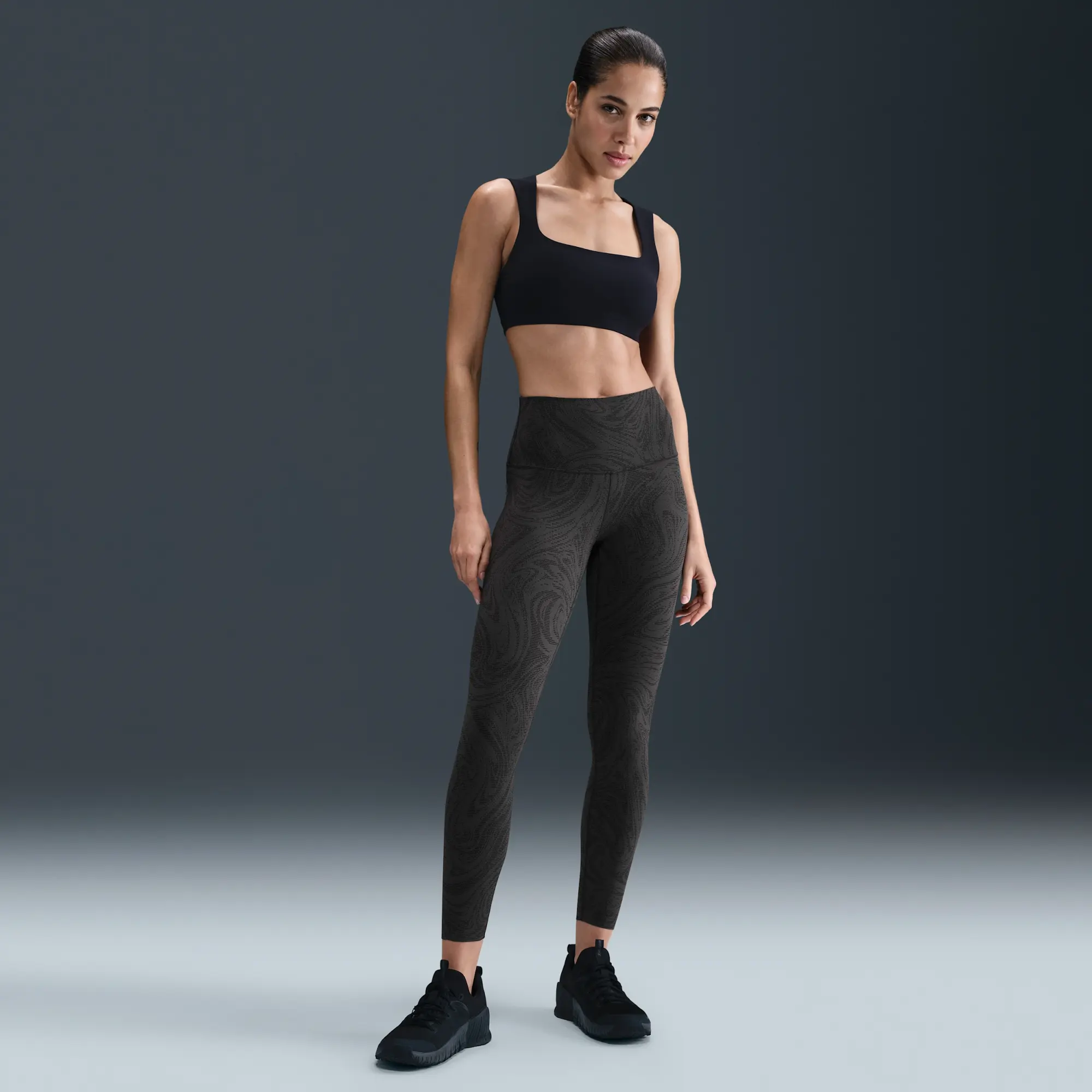 Nike Zenvy Women's High-Waisted 7/8 Printed Leggings - Black - Nylon/Elastane