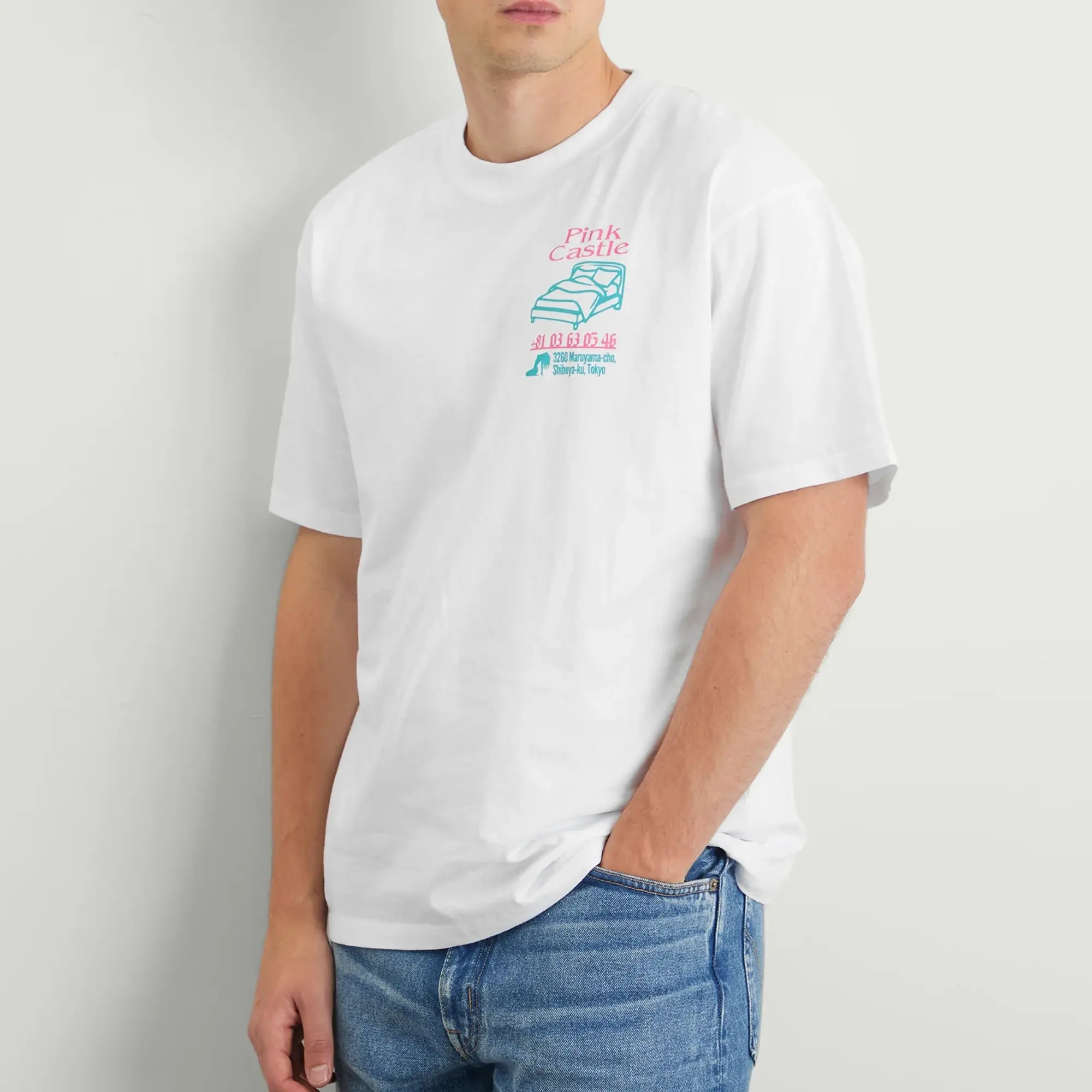 Edwin Men's Pink Castle T-Shirt White