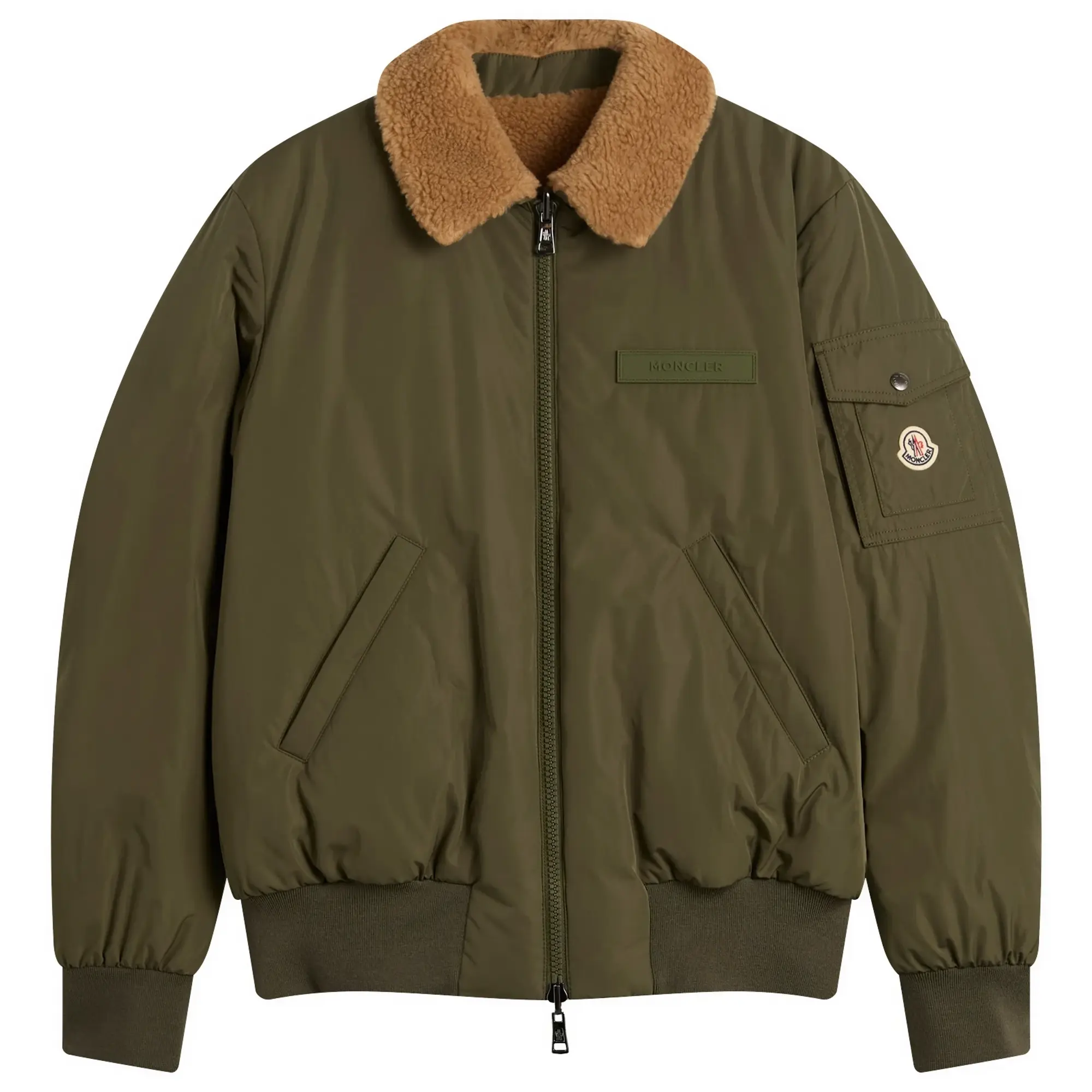 Moncler Men's Maulevrier Bomber Reversible Teddy Jacket Green