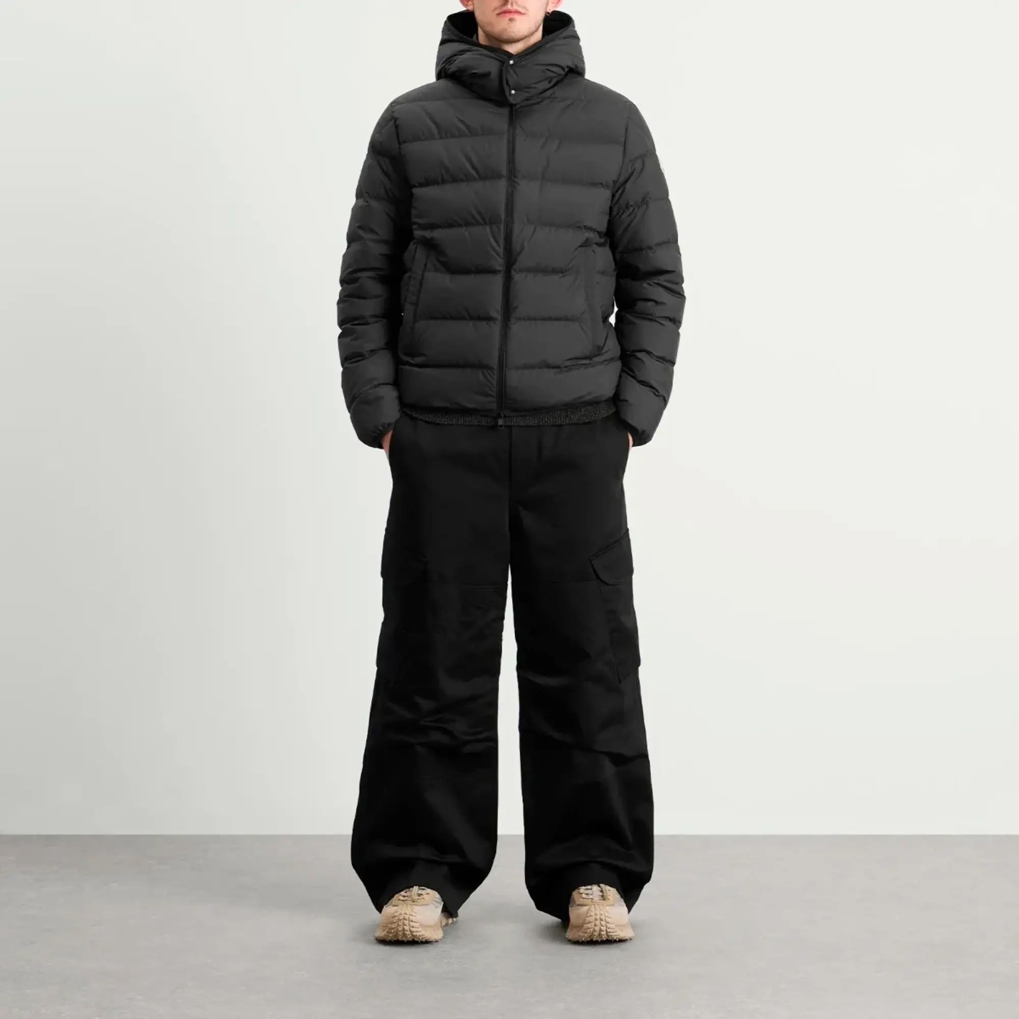 Moncler Men's Montbrocq Jacket Tape Logo Seam Black