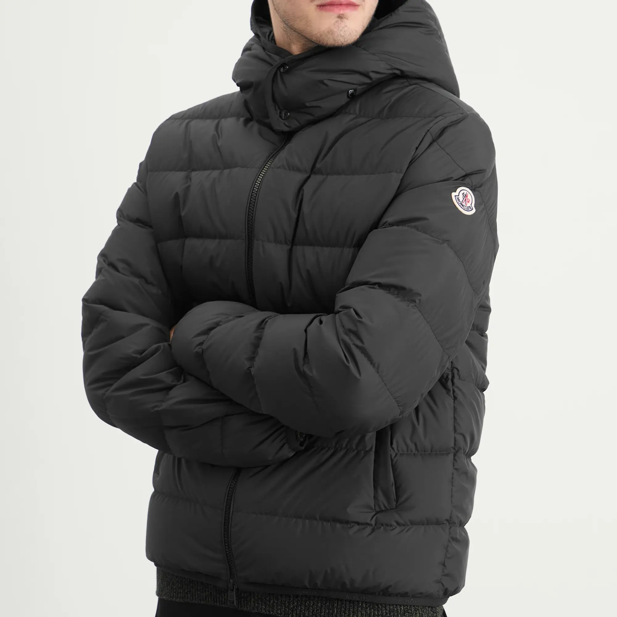 Moncler Men's Montbrocq Jacket Tape Logo Seam Black