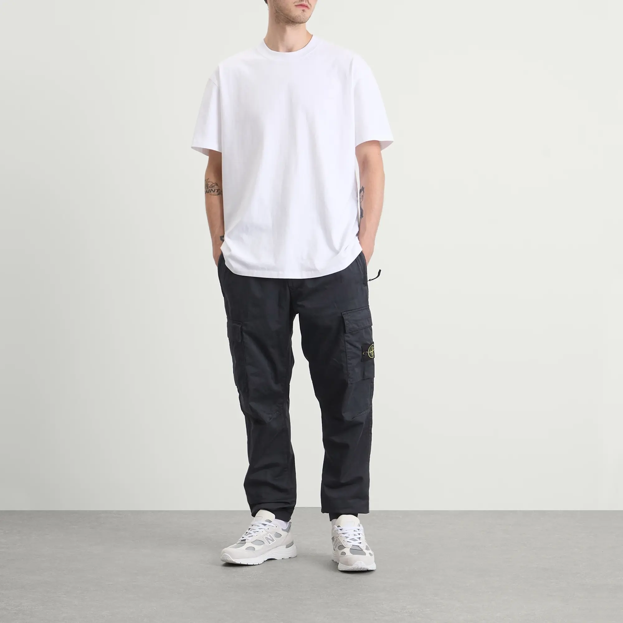 Stone Island Men's Sateen Cargo Jogger Pants Navy Blue