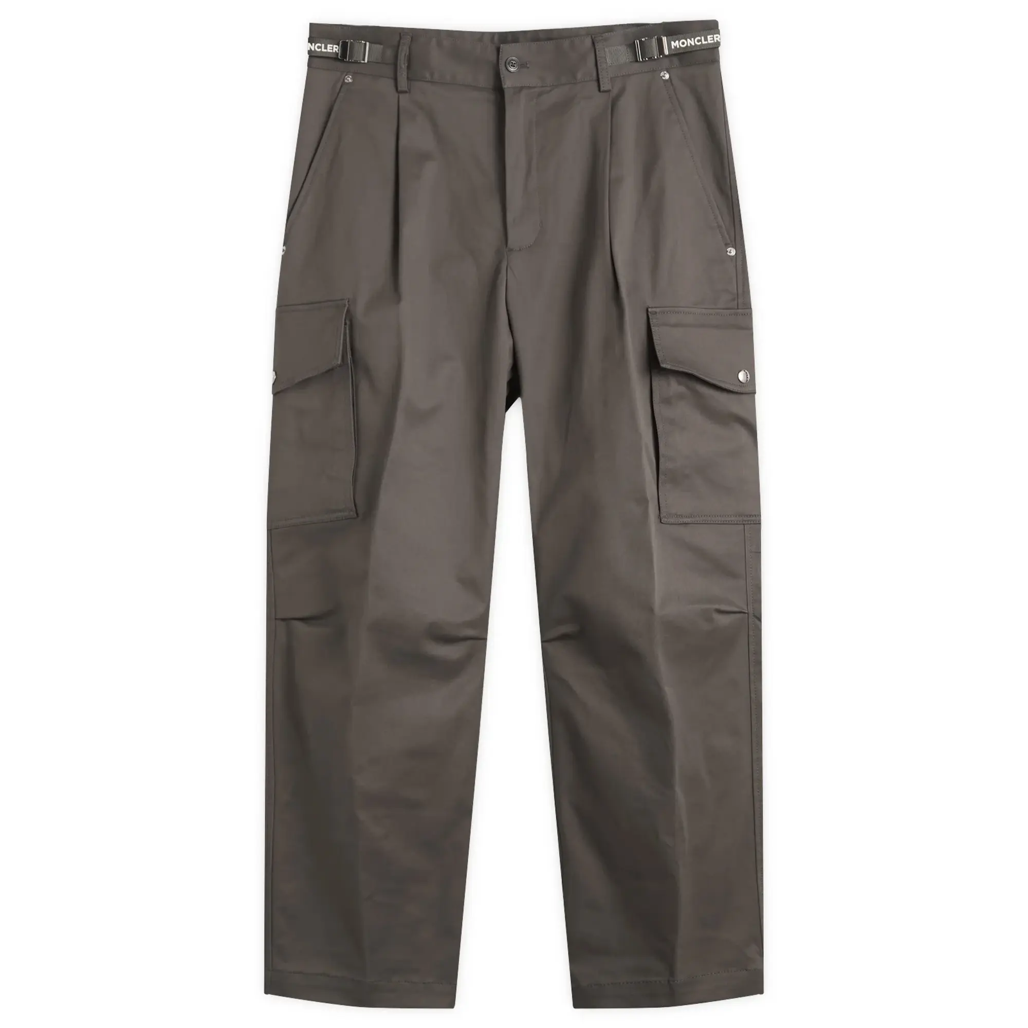 Moncler Men's Gaberdine Cotton Cargo Trousers Grey