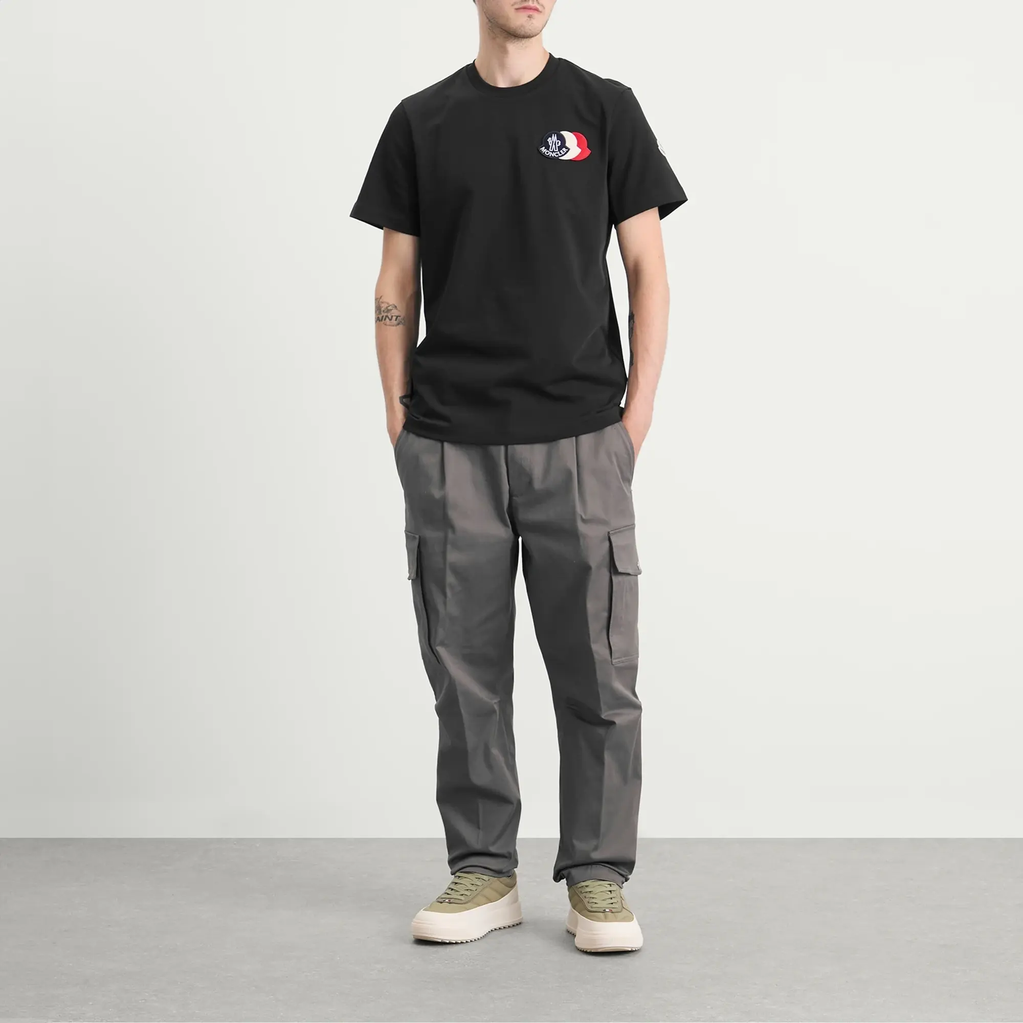 Moncler Men's Triple Logo Heavy Cotton T-Shirt Navy