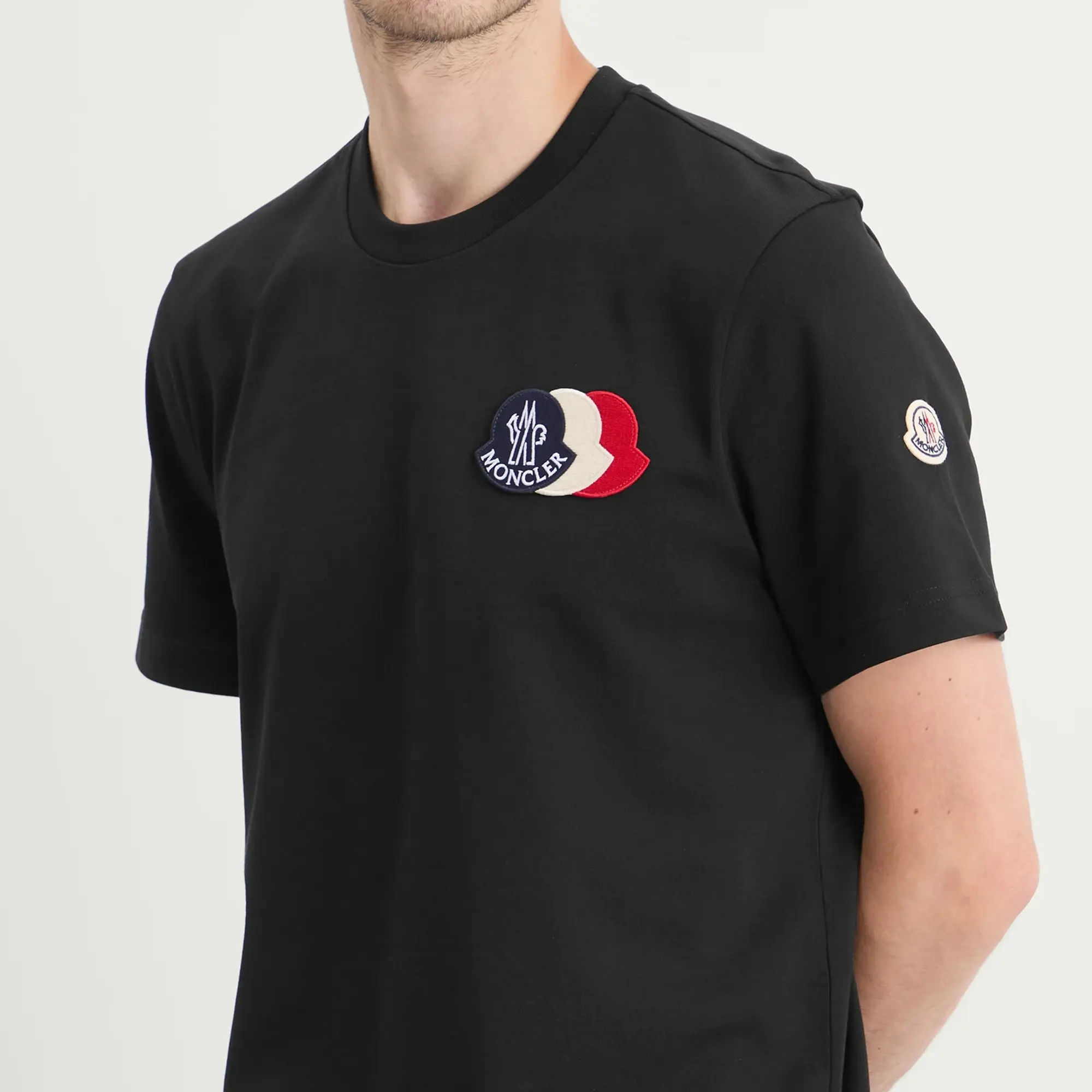 Moncler Men's Triple Logo Heavy Cotton T-Shirt Navy