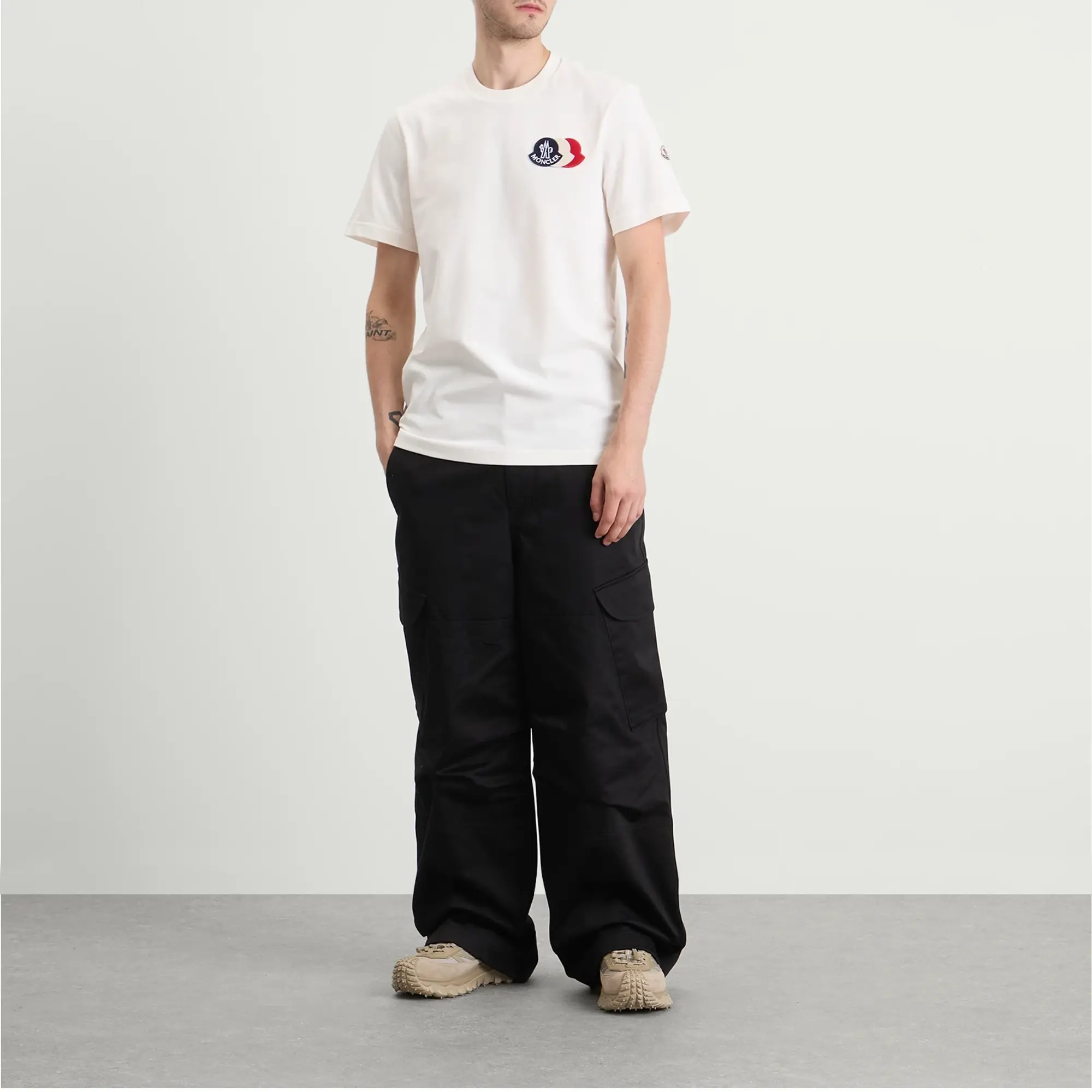 Moncler Men's Triple Logo Heavy Cotton T-Shirt White