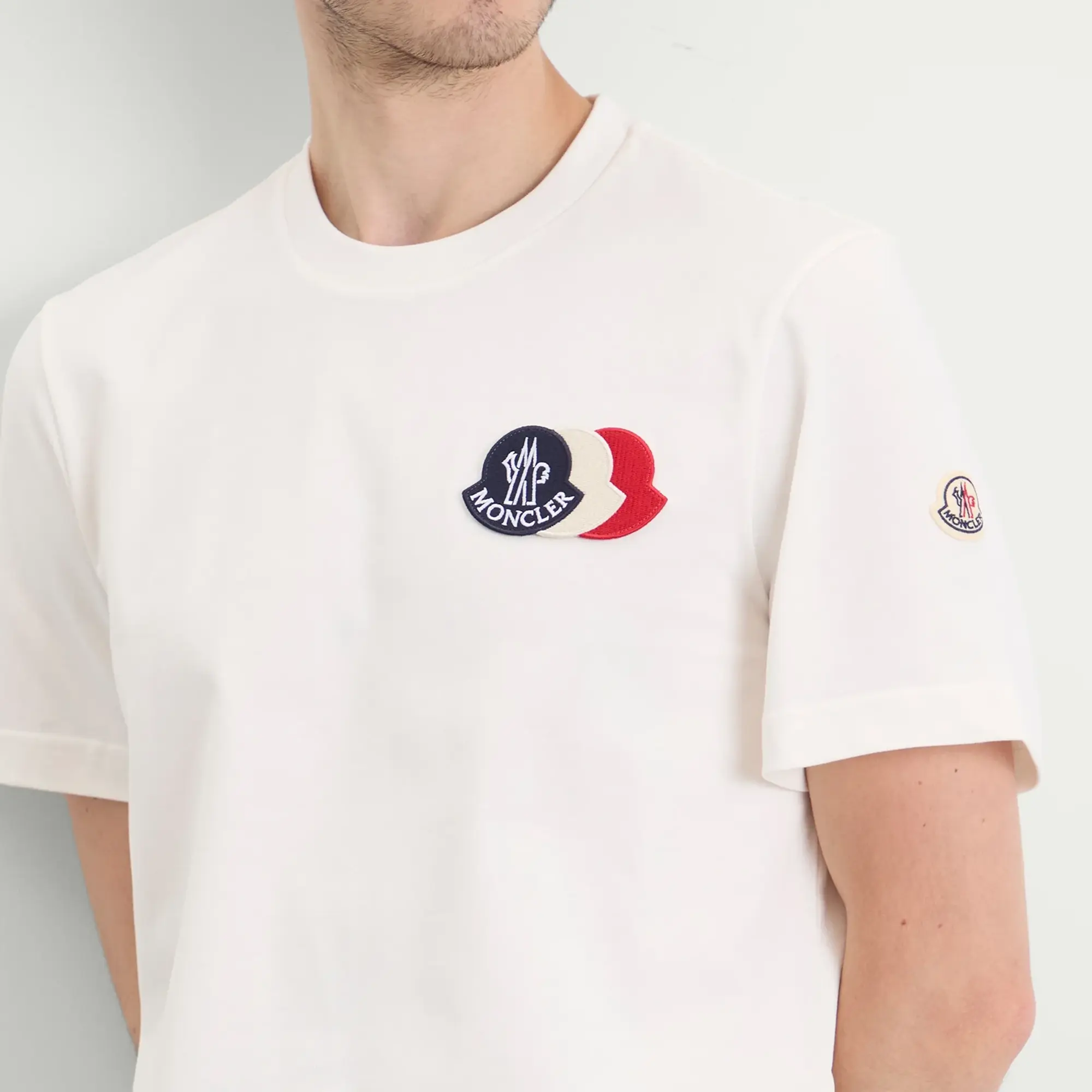 Moncler Men's Triple Logo Heavy Cotton T-Shirt White