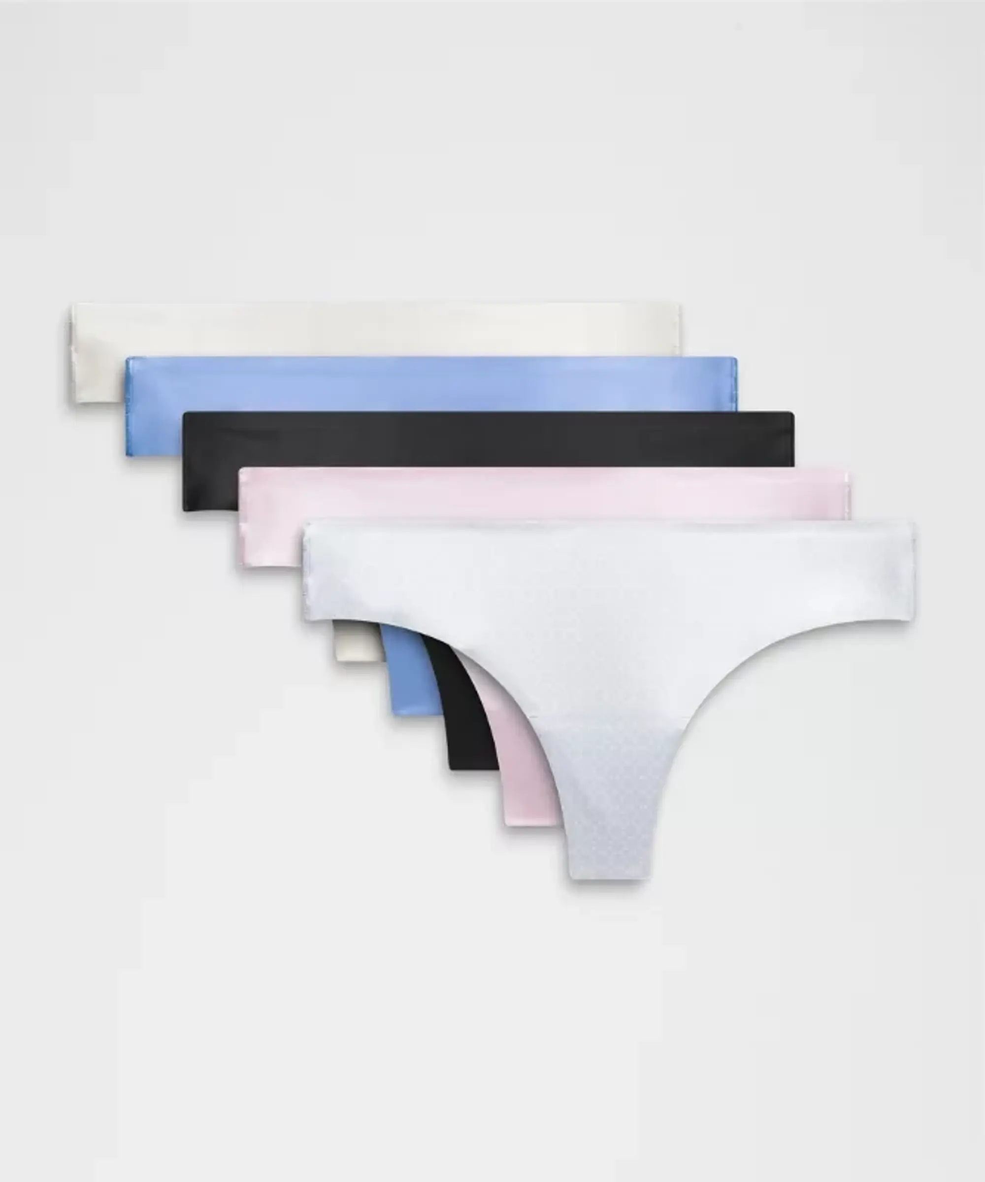 lululemon – Women's InvisiWear Mid-Rise Thong Underwear 5 Pack – Color Black/White/Blue – Size M