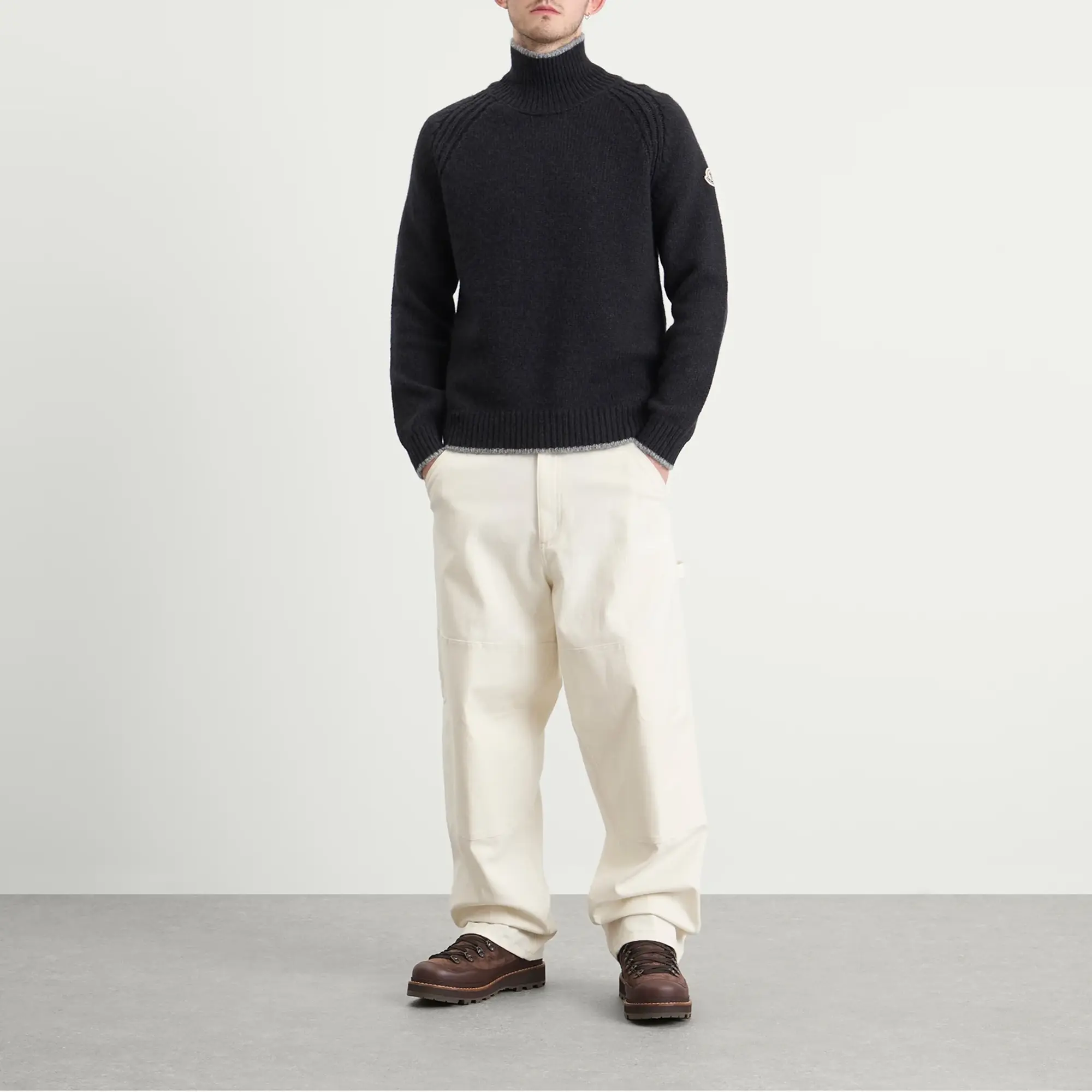 Moncler Men's Alpaca Wool Roll Neck Jumper Black