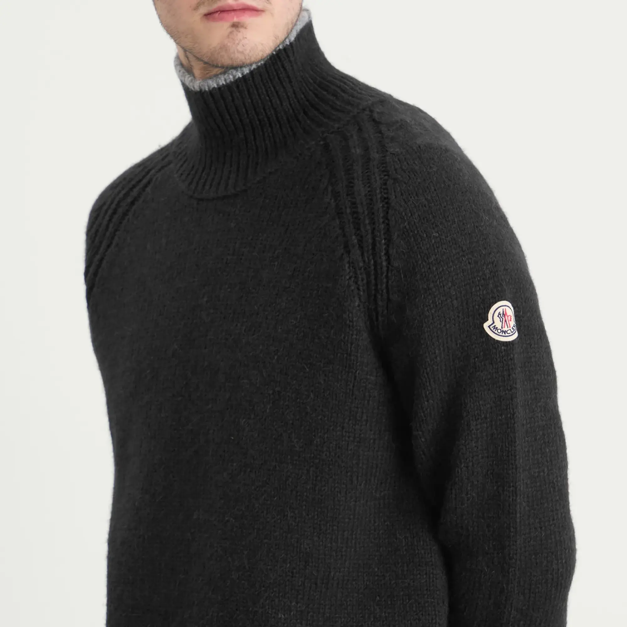 Moncler Men's Alpaca Wool Roll Neck Jumper Black