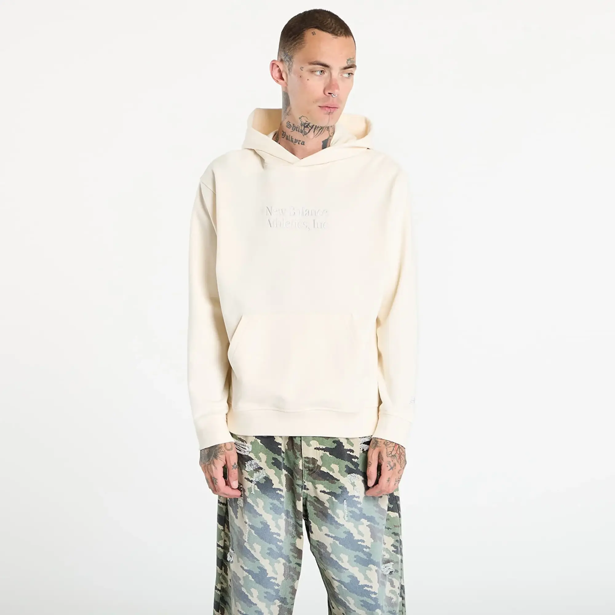 New Balance Men's Athletics Classics Hoodie in White Cotton