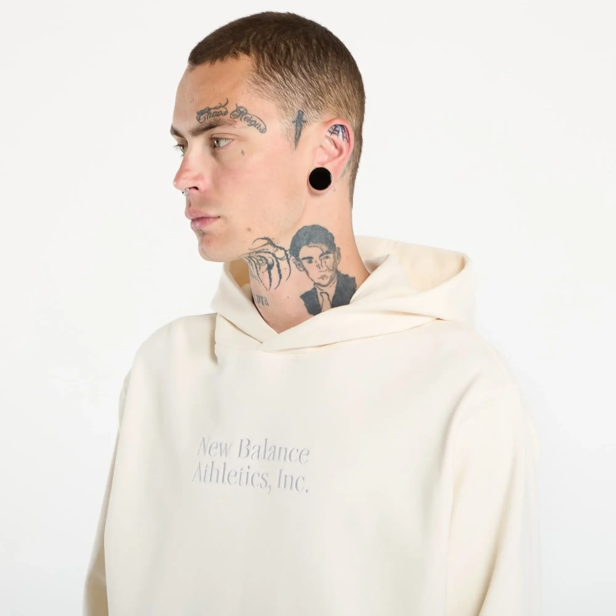 New Balance Men's Athletics Classics Hoodie in White Cotton