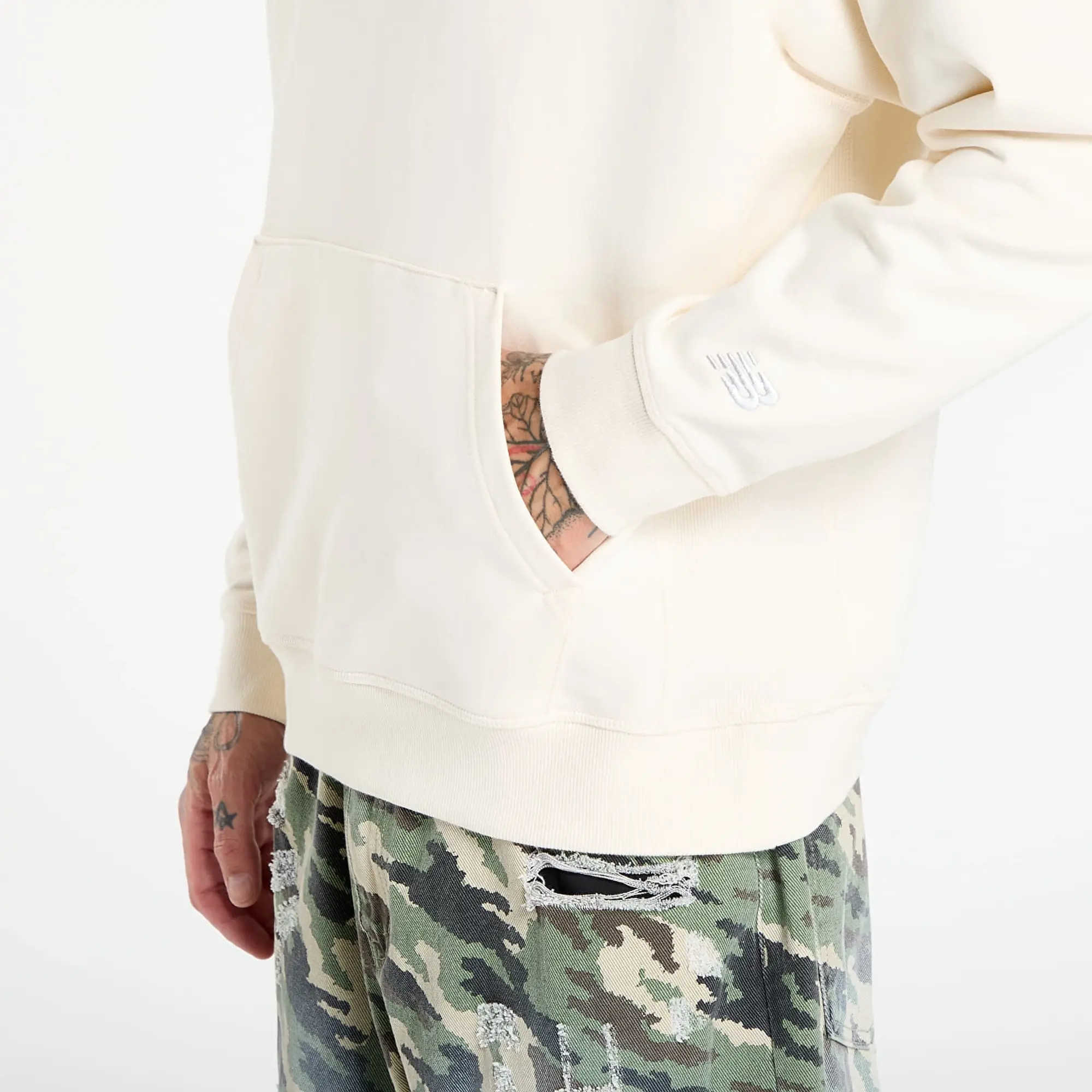 New Balance Men's Athletics Classics Hoodie in White Cotton