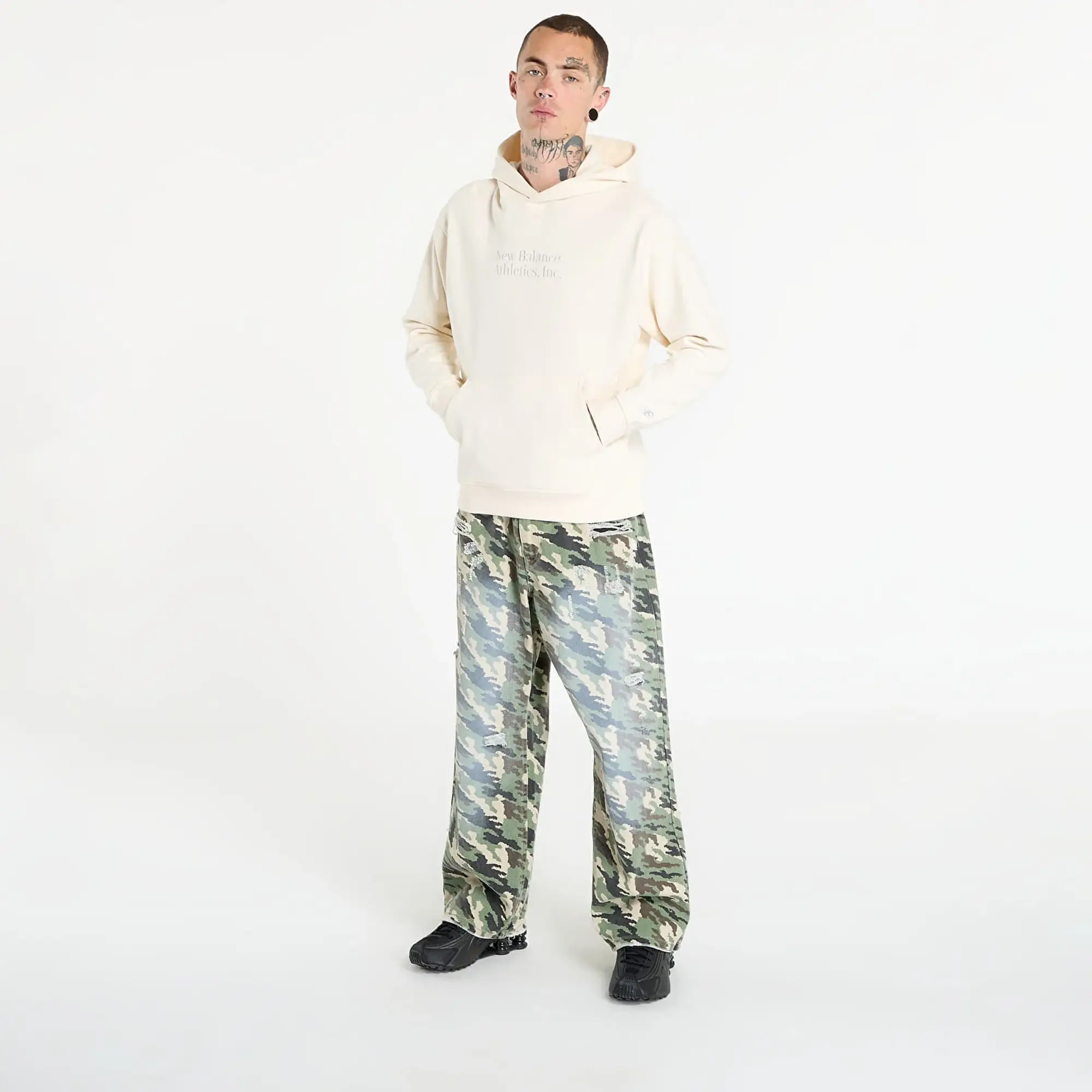 New Balance Men's Athletics Classics Hoodie in White Cotton