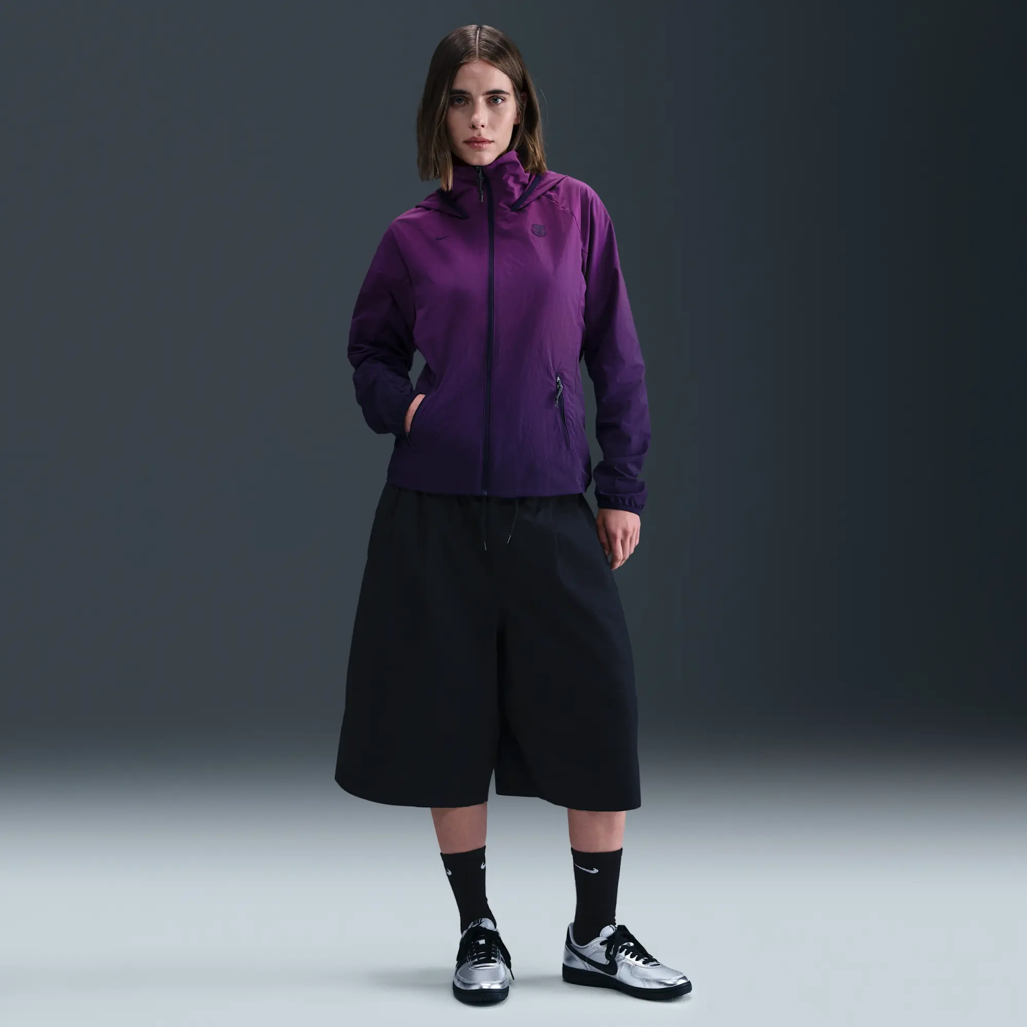 F.C. Barcelona AWF Women's Nike Football Woven Jacket - Purple