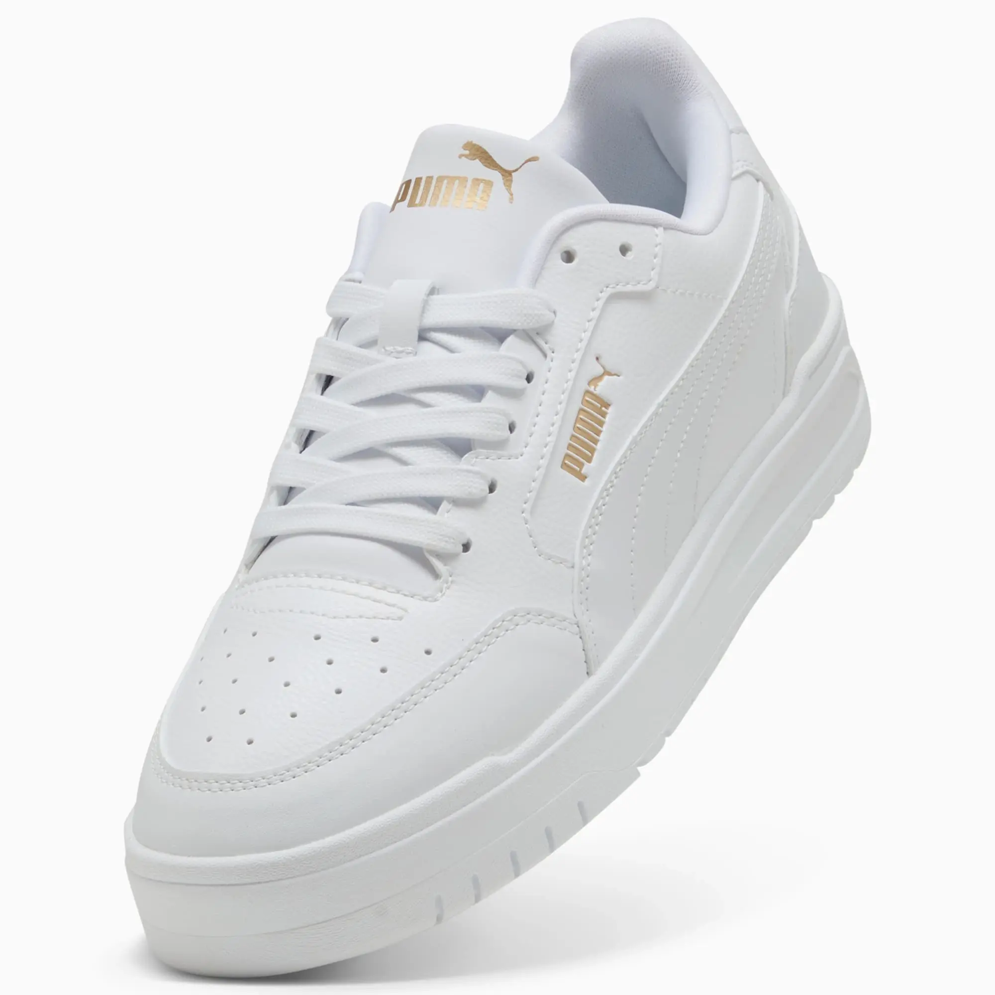 PUMA Shuffle Downtown Sneakers Unisex, White/Gold, size 10