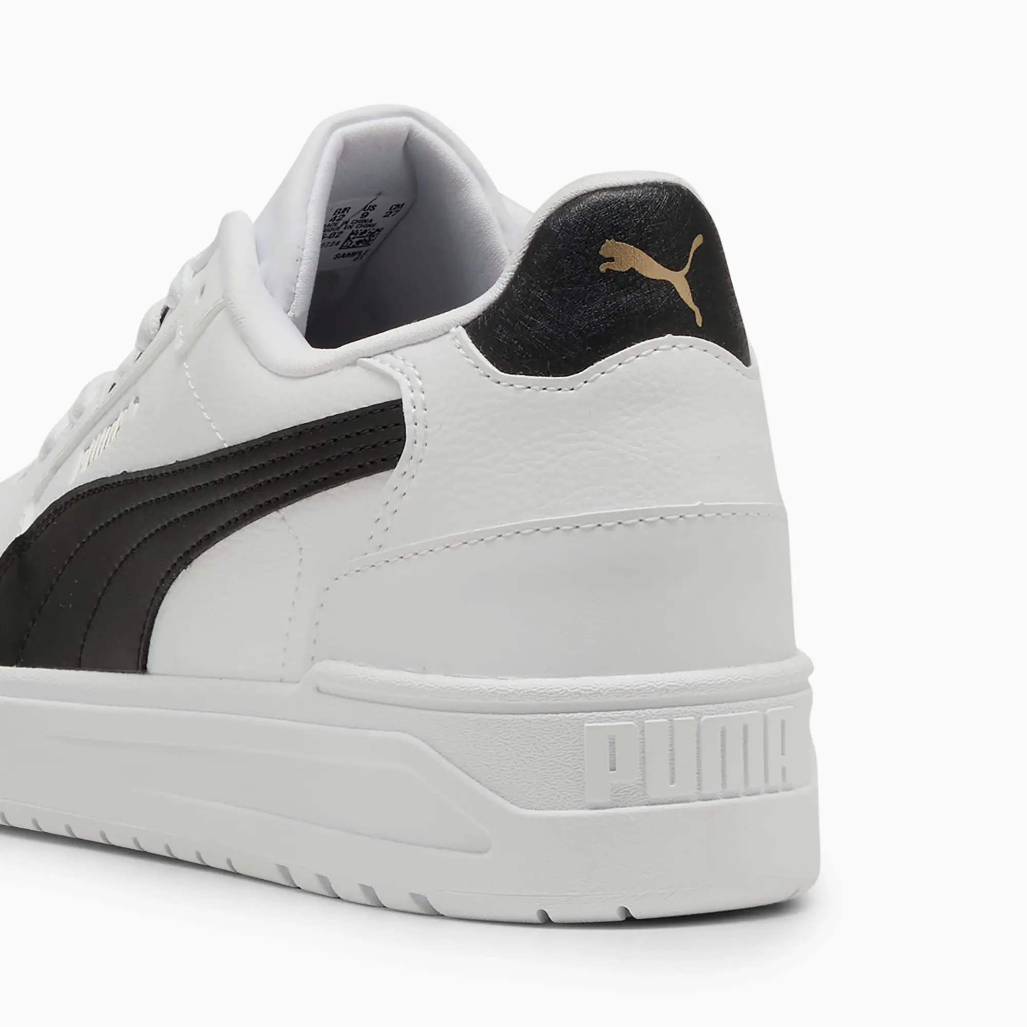 PUMA Shuffle Downtown Sneakers Unisex, White/Black/Gold, size 10
