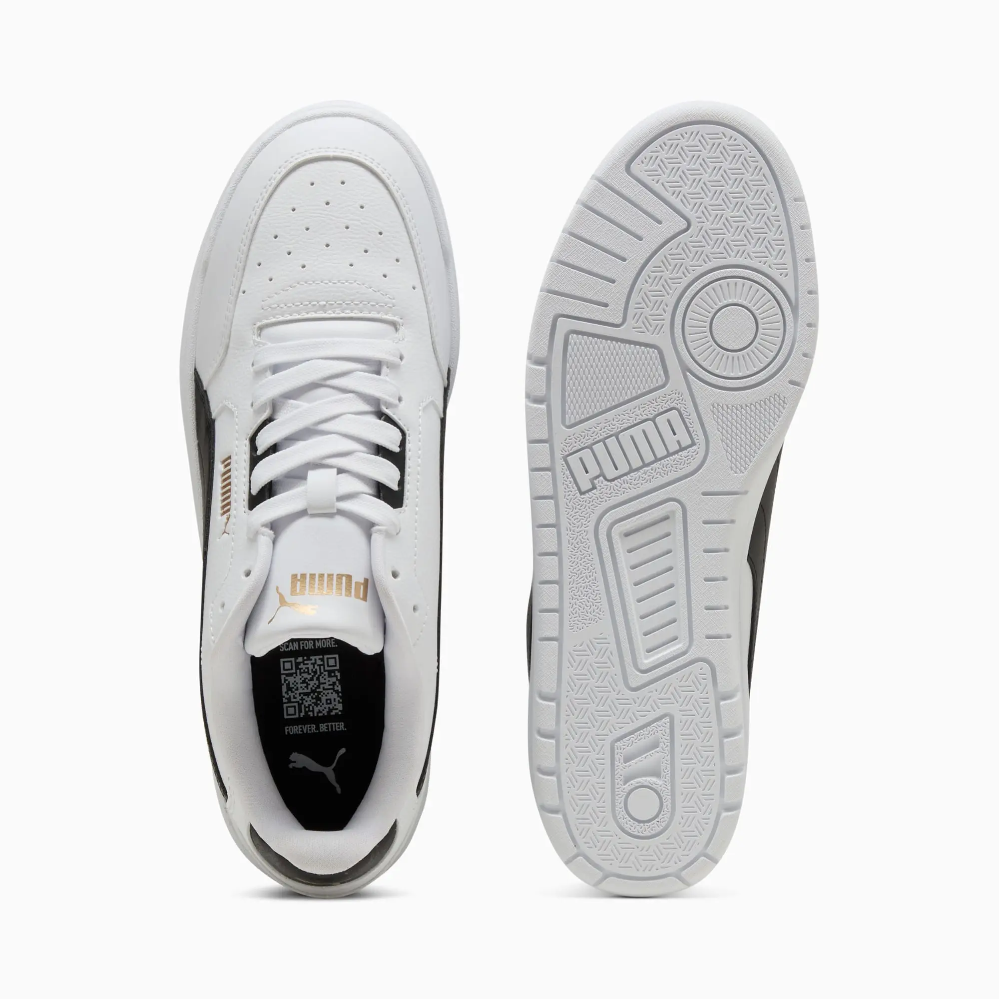 PUMA Shuffle Downtown Sneakers Unisex, White/Black/Gold, size 10
