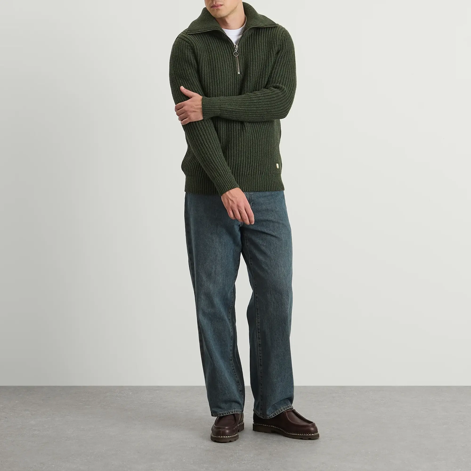 Armor-Lux Men's Half Zip Rib Knit Jumper Chimera
