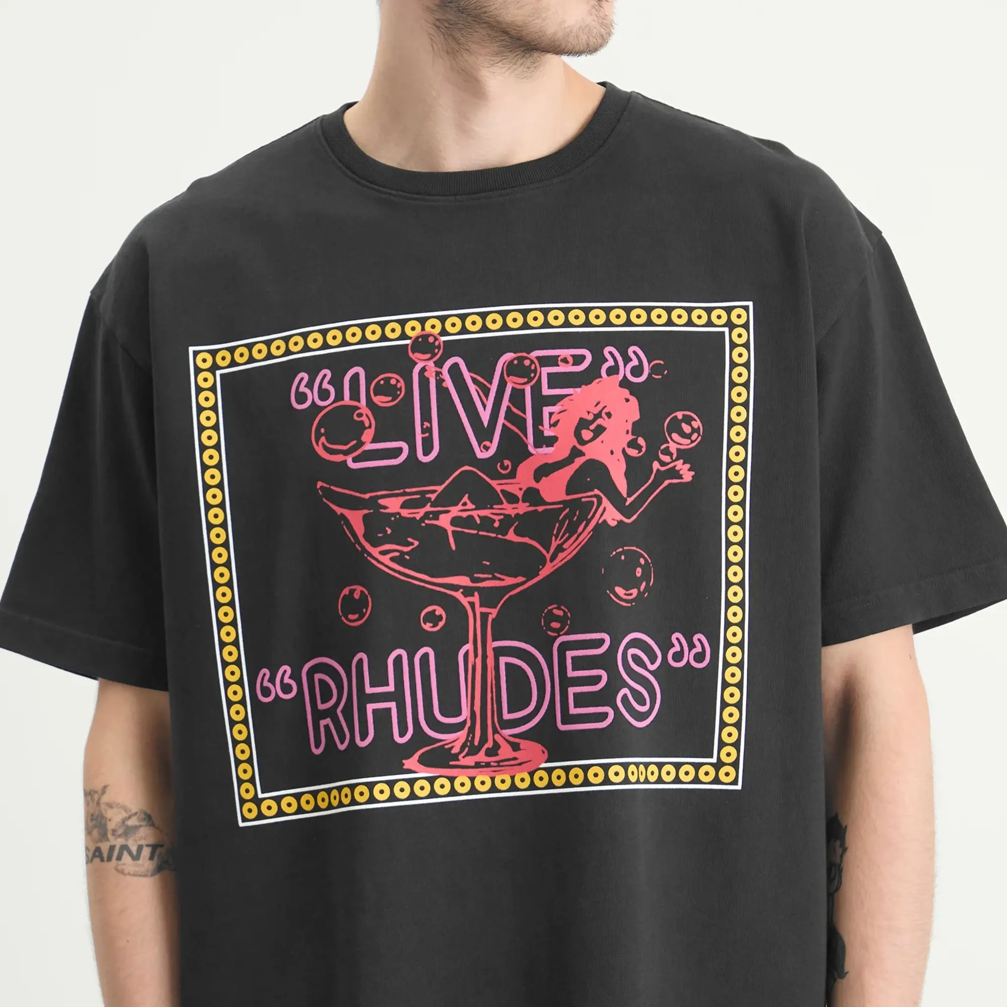 Rhude Men's Live Rhude Men'ss T-Shirt Vintage Black