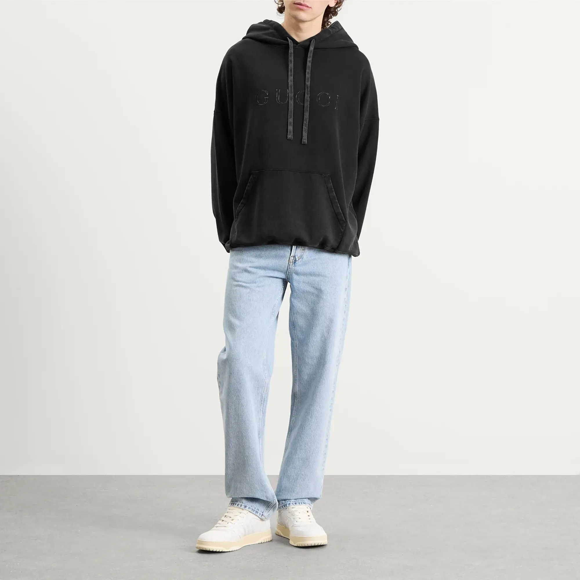 Gucci Men's Faded Logo Hoodie Black