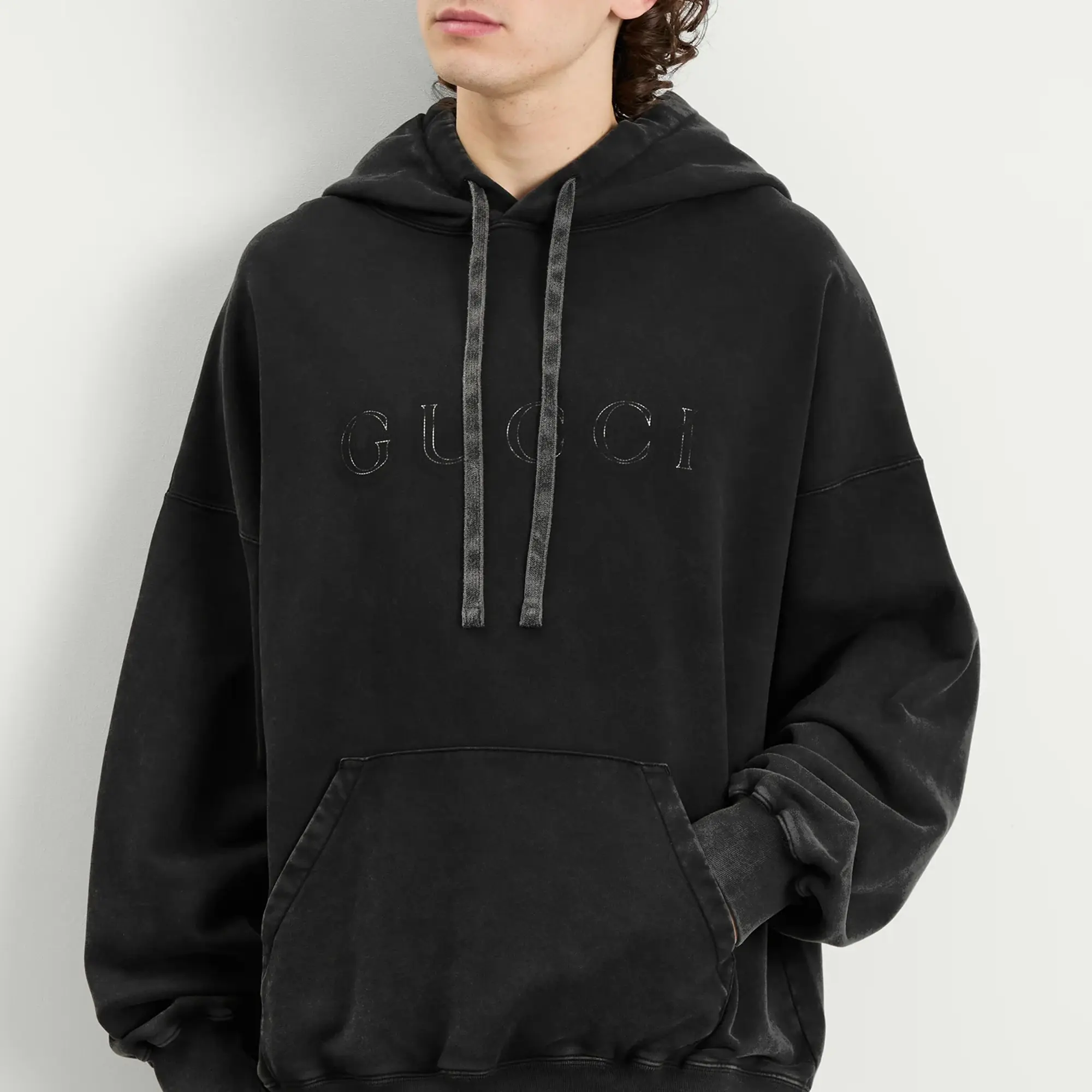 Gucci Men's Faded Logo Hoodie Black