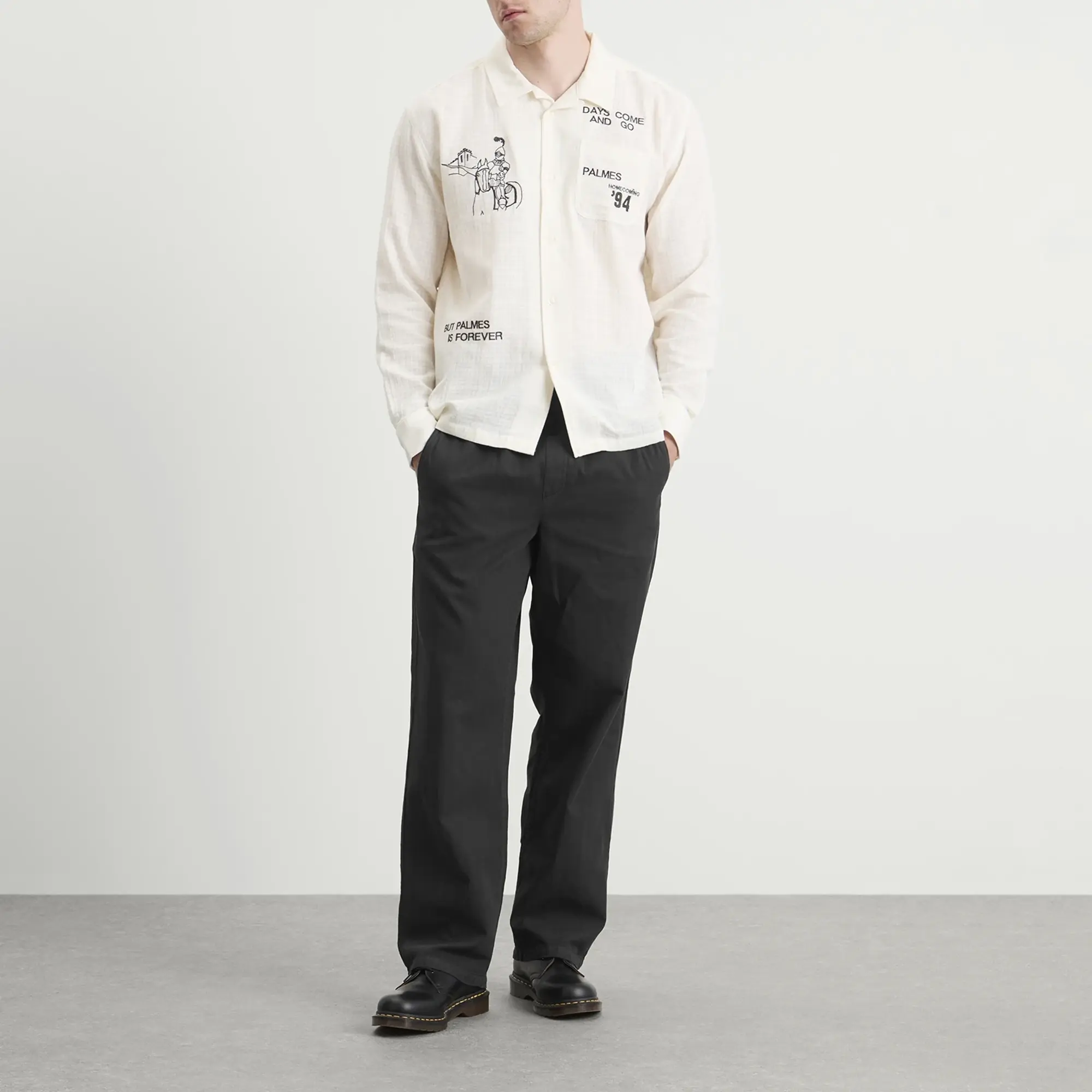 Palmes Men's Lucien Herringbone Trousers Black