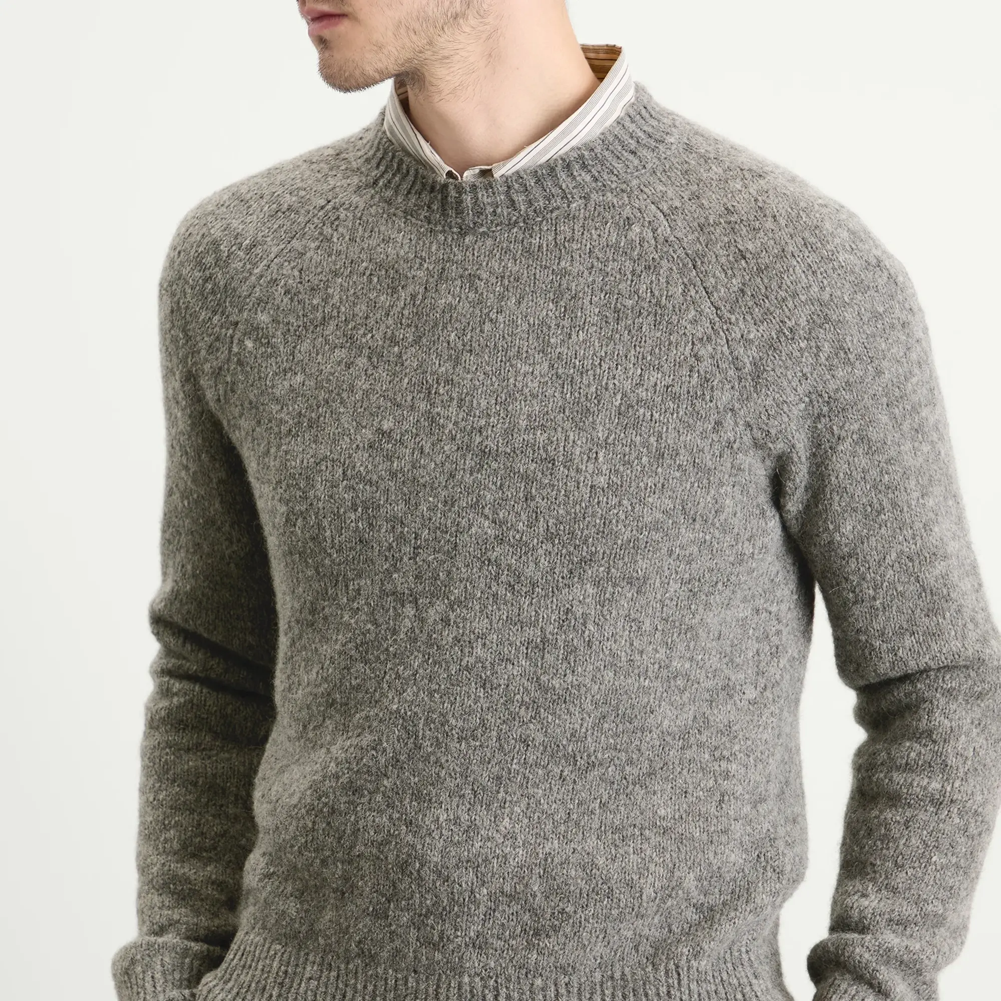 Dries Van Noten Men's Alpaca Wool Jumper Mid Grey