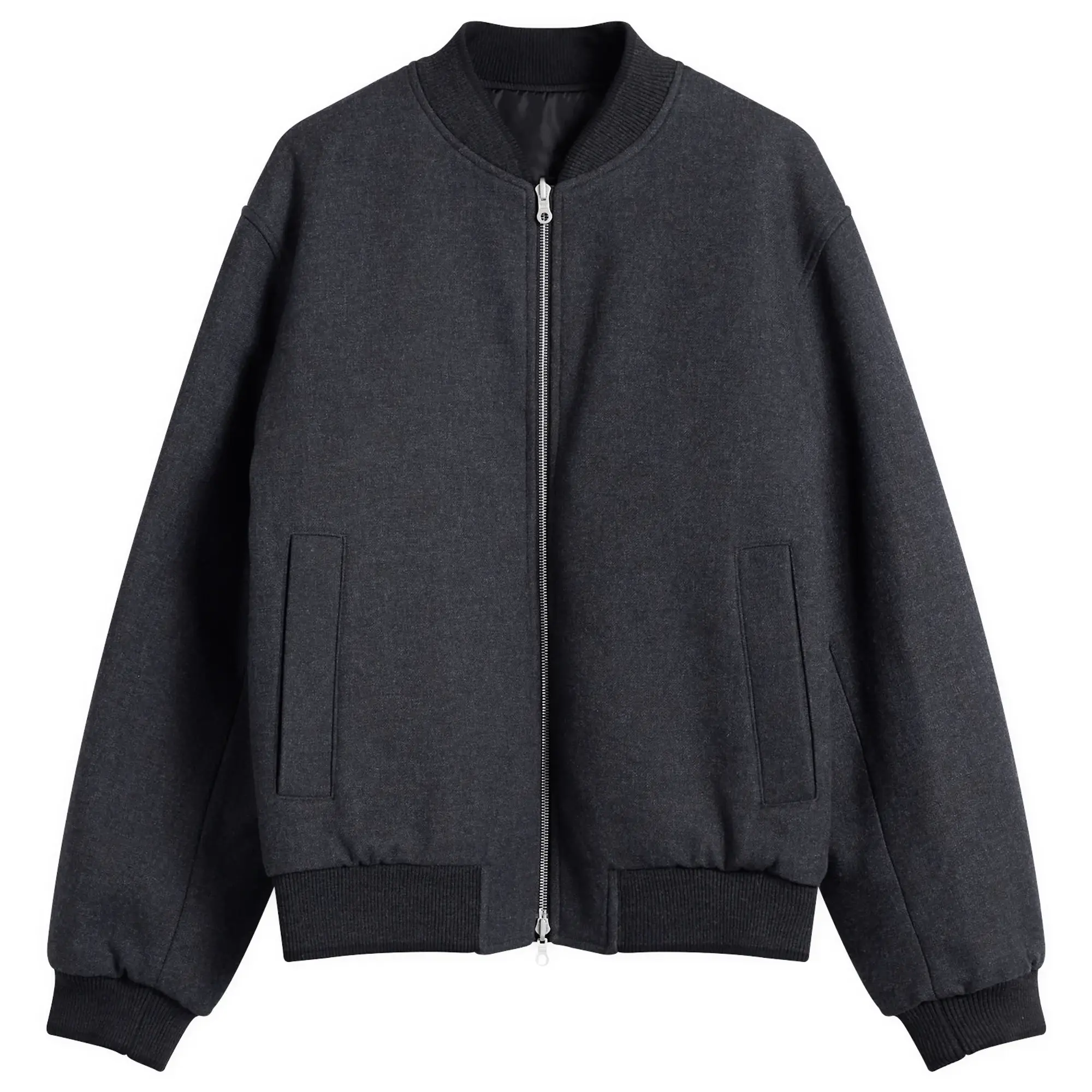 Dries Van Noten Men's Brushed Cotton Twill Bomber Jacket Dark Grey