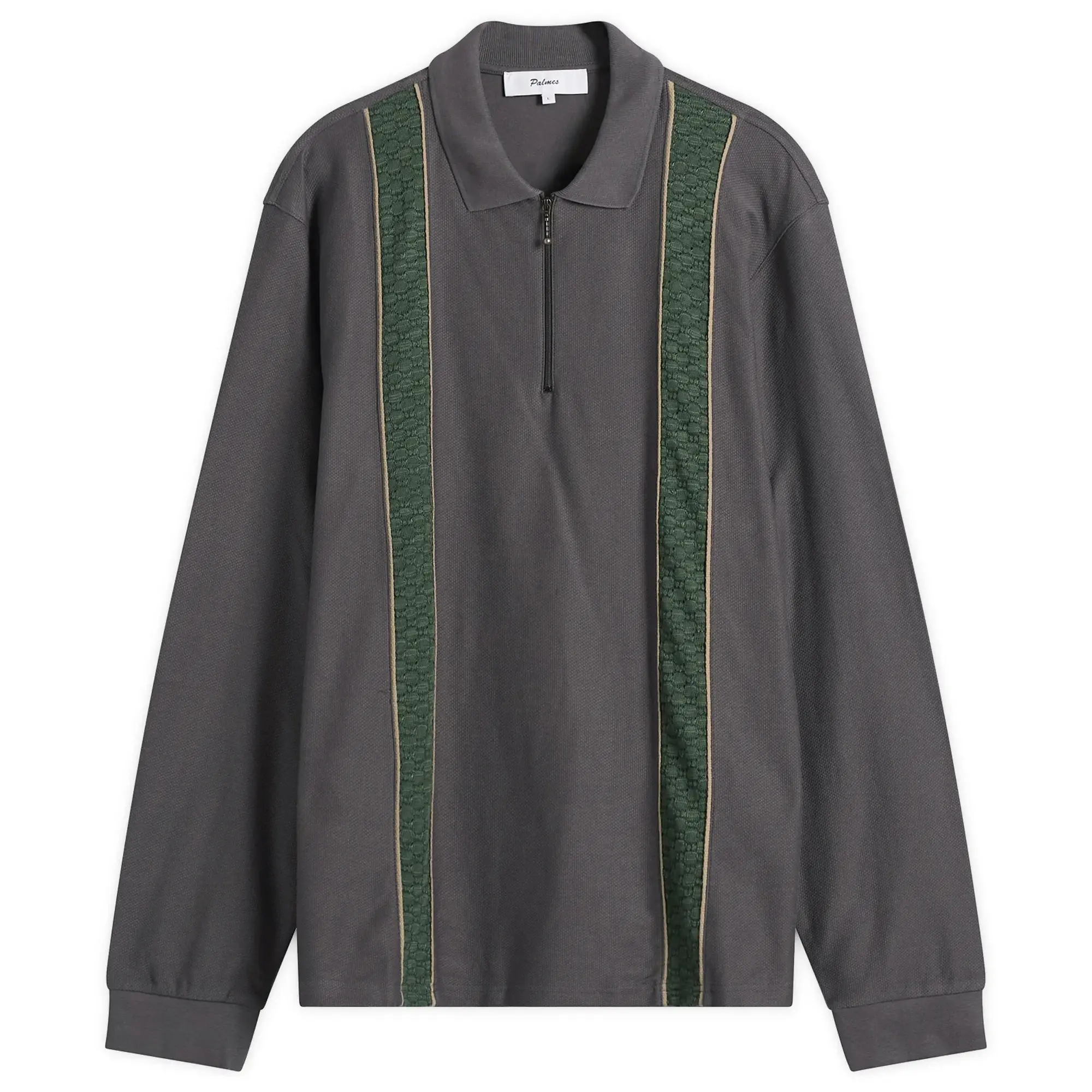 Palmes Men's Lace Long Sleeve Zip Polo Charcoal
