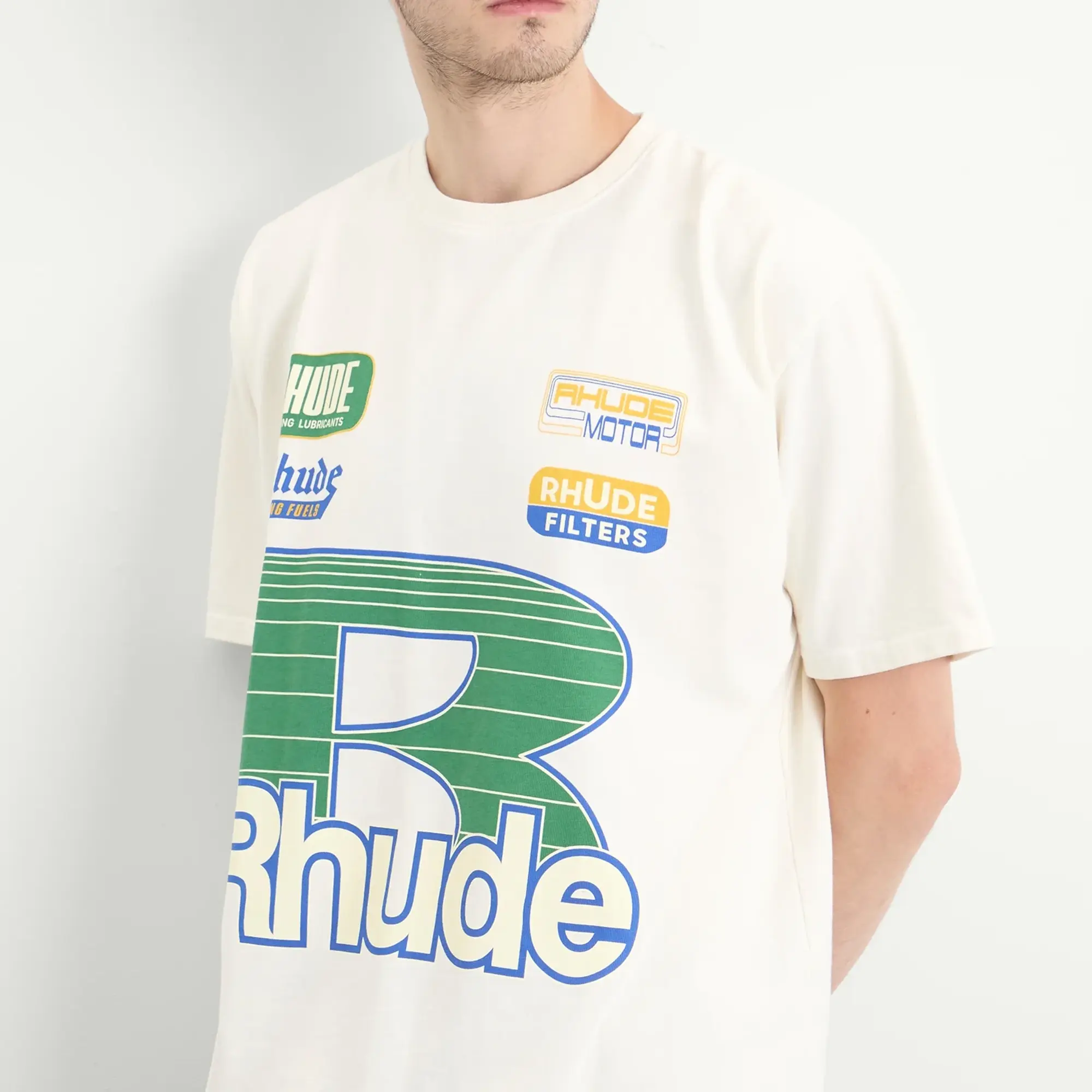 Rhude Men's Roadway Racing T-Shirt Vintage White