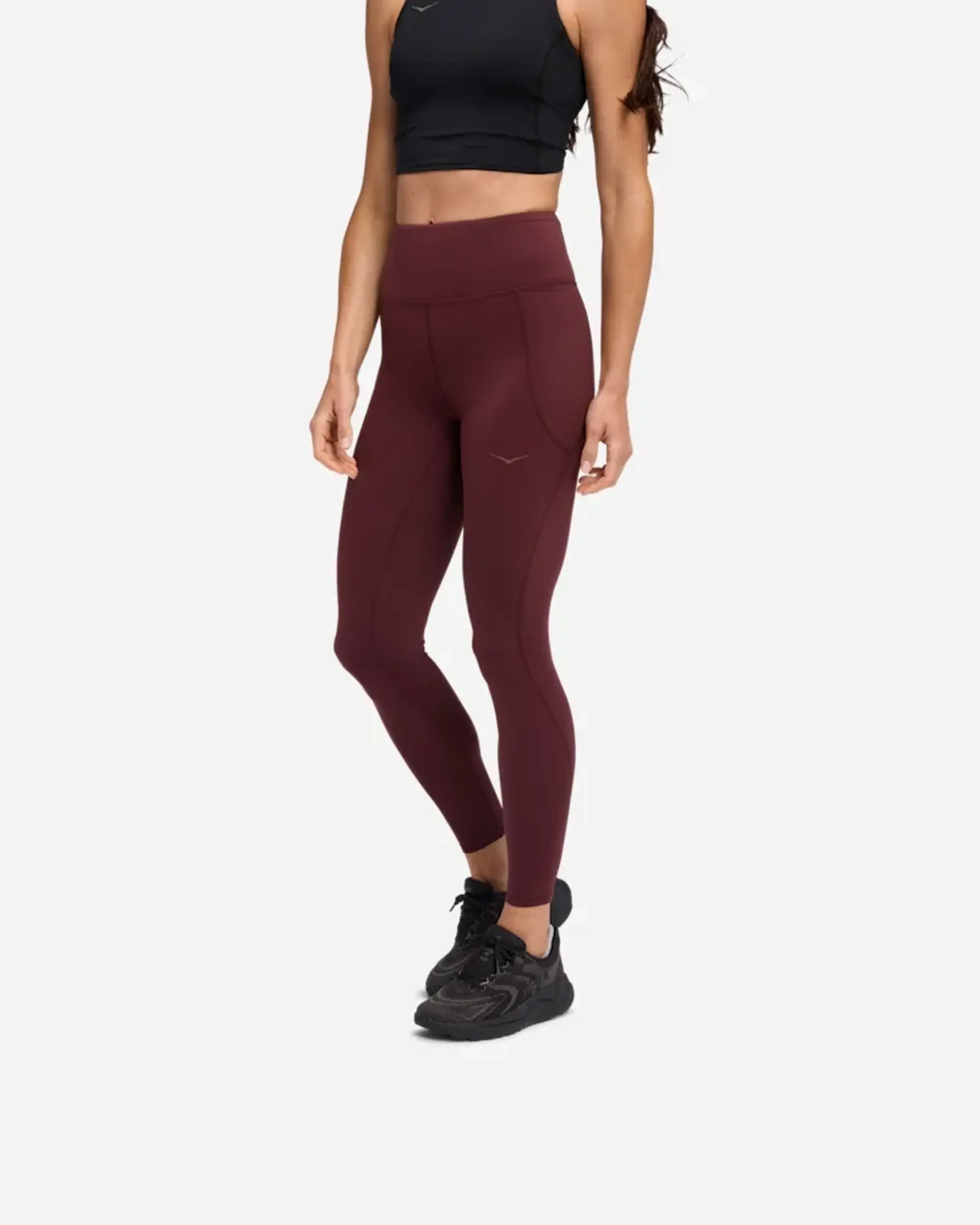 Hoka Women's Elaro Knit Tight 27" In Black Cherry