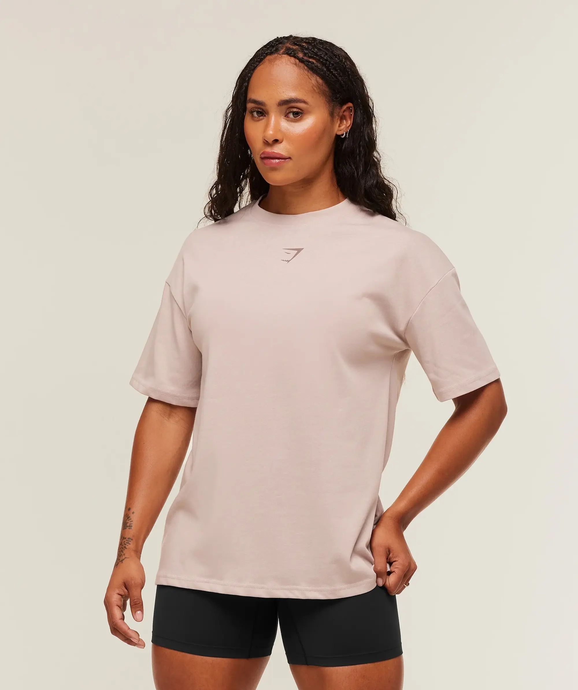  Power Oversized T-Shirt - Dusk Pink/Chestnut Pink