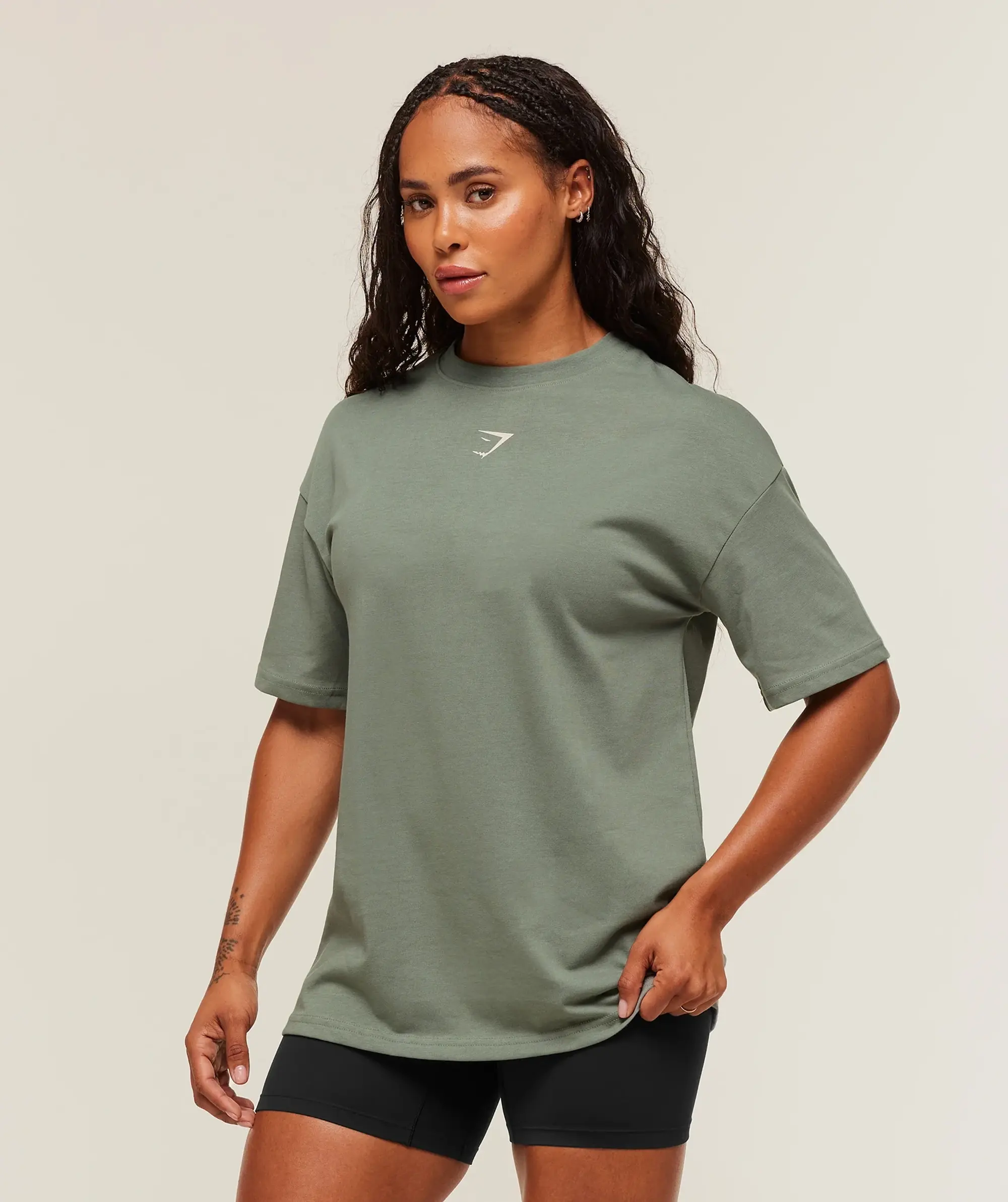  Power Oversized T-Shirt - Unit Green/Oat White
