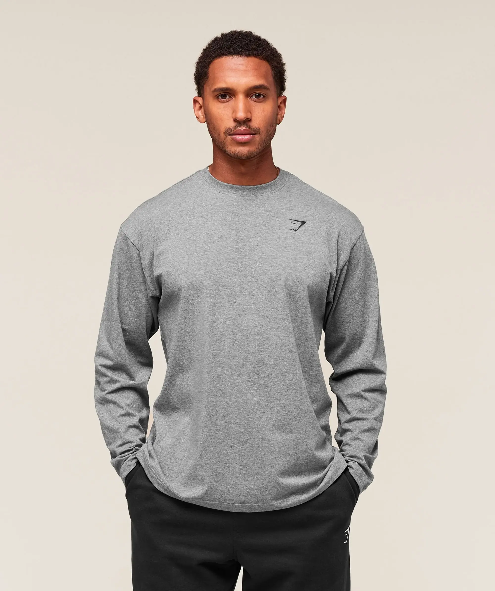  Essential Oversized Long Sleeve T-Shirt - Charcoal Core Marl