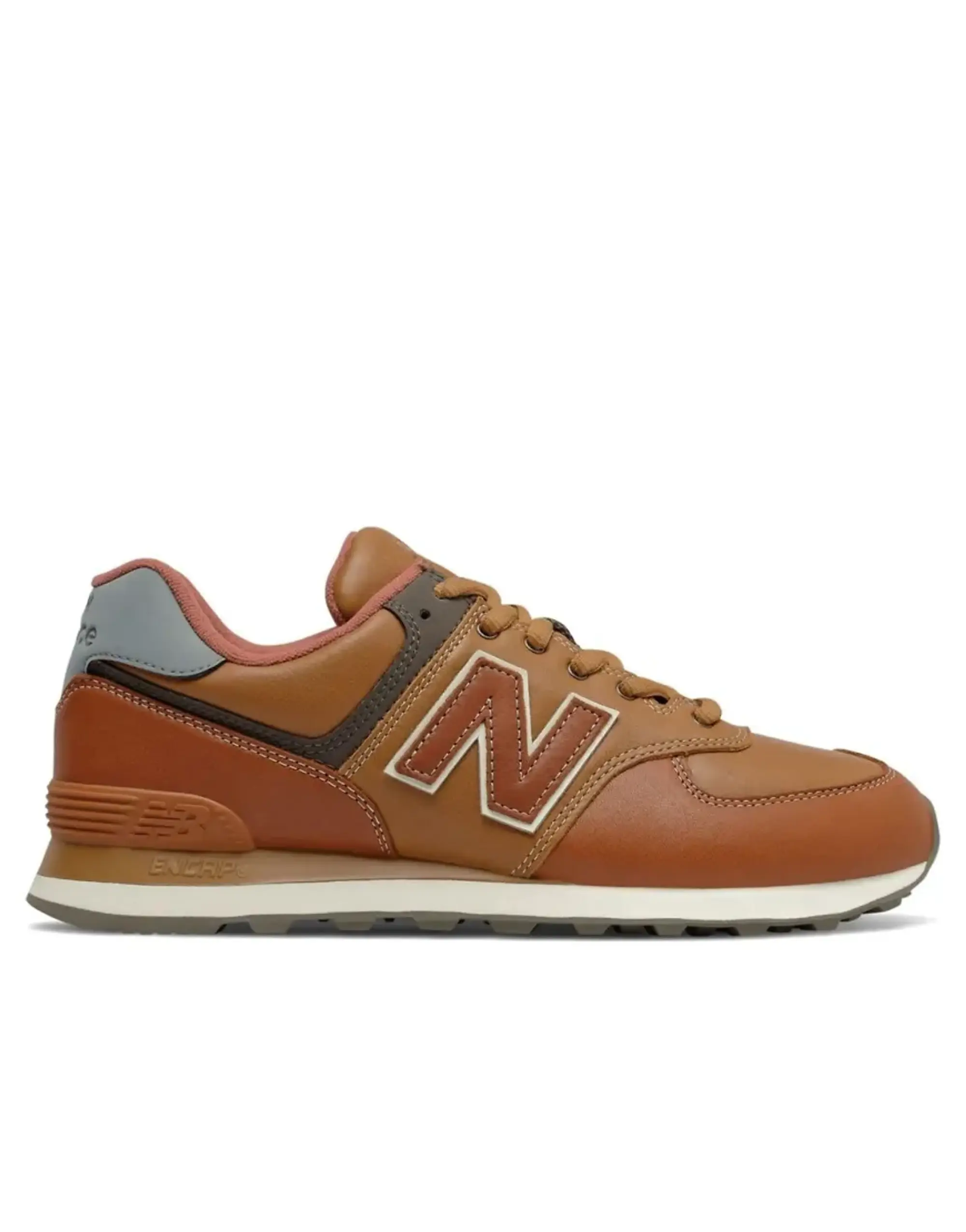 New Balance Men's 574 in Brown/Orange Leather