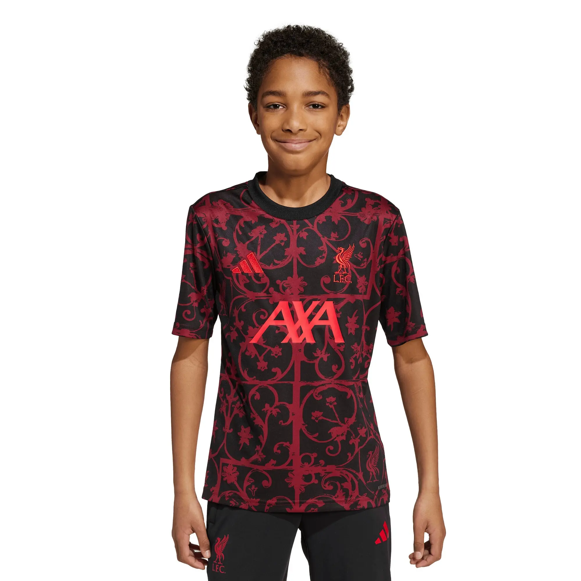 LFC adidas Youth 25/26 Short Sleeve Pre-Match Shirt Black