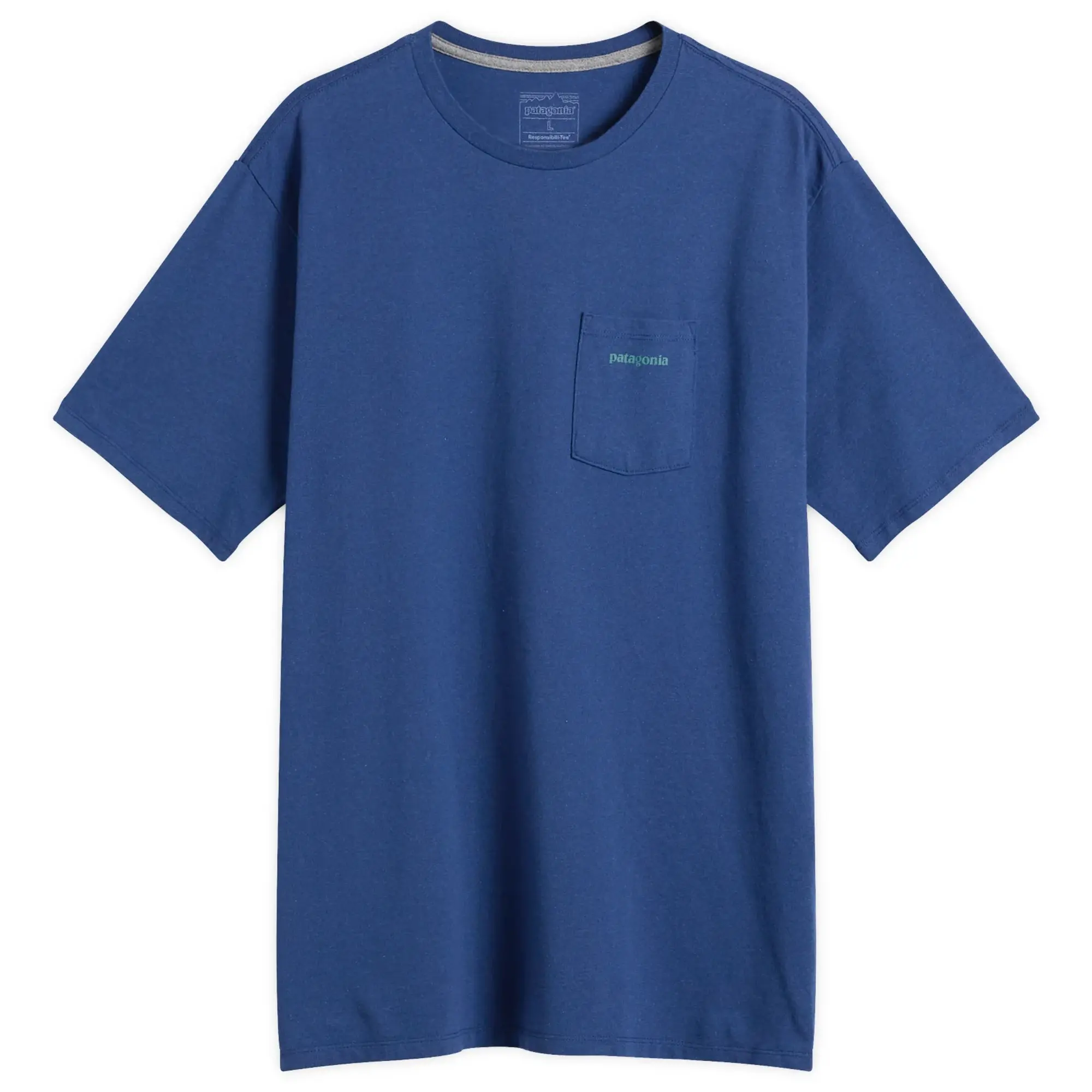 Patagonia Men's Boardshort Logo Pocket Responsibili-Tee Clement Blue