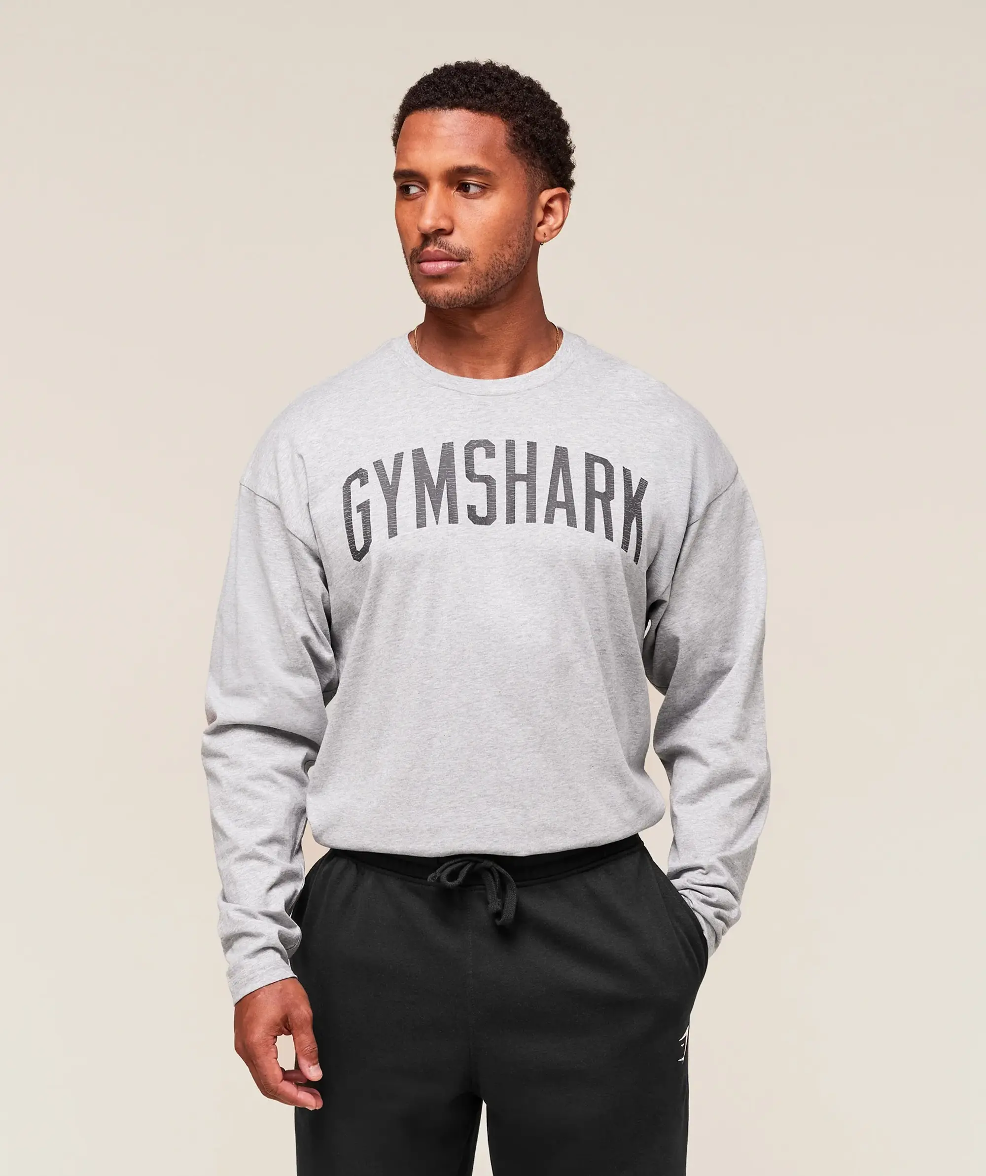  Worn Graphic Long Sleeve T-Shirt - Light Grey Core Marl