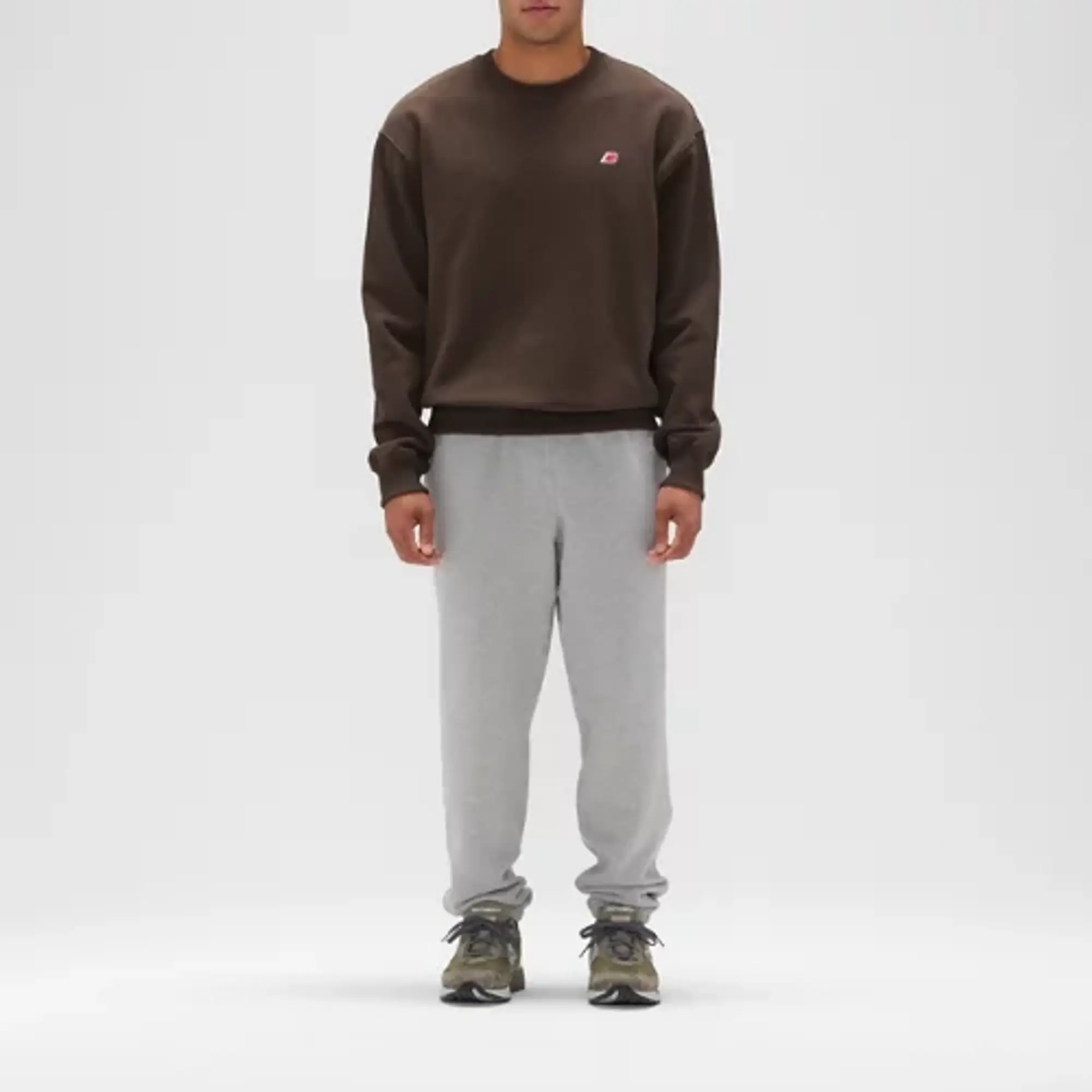 New Balance Men's Made in USA Core Crewneck Sweatshirt in Brown Cotton Fleece